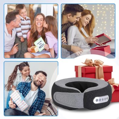 Shiatsu Neck Massage Pillow for Pain Relief - 2-in-1 Use (Neck/Arms/Legs), 3 Massaging Speeds, 2 Heating Modes, 2200mAh Long-Life Battery, Memory Foam Support, Carry Bag - Perfect