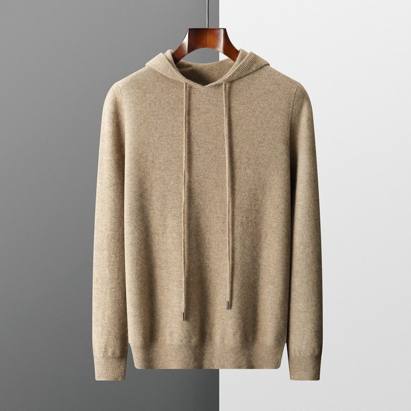 Pullover Hooded Solid-color Knitted Sweater Hoodie - Image 3