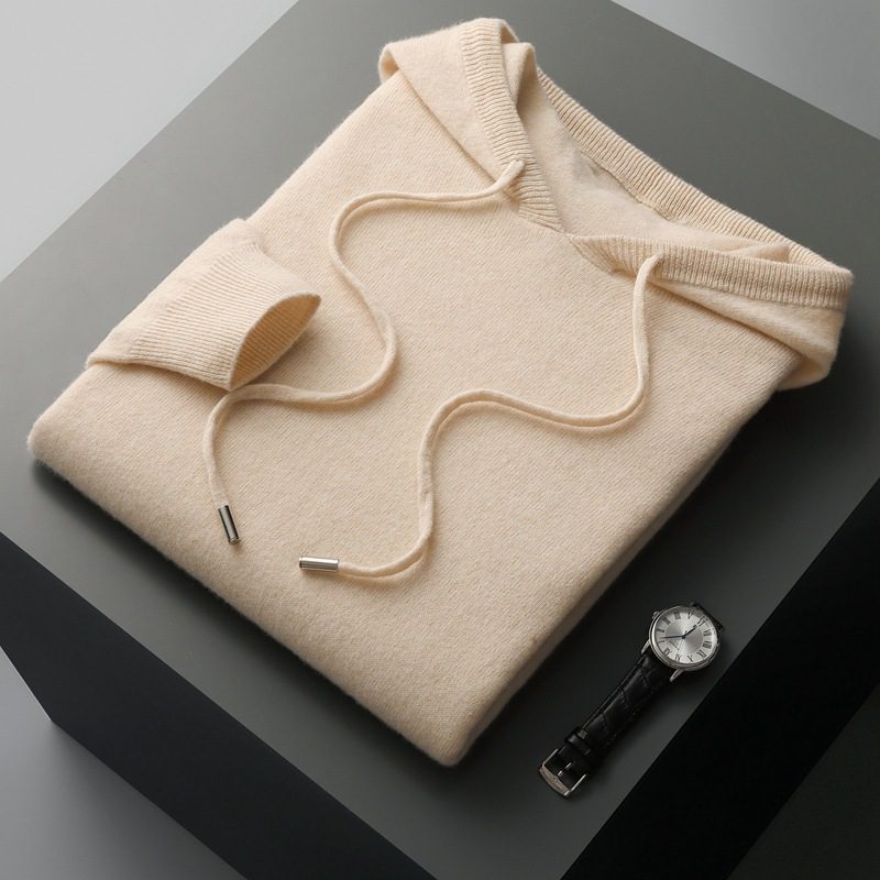 Pullover Hooded Solid-color Knitted Sweater Hoodie - Image 2