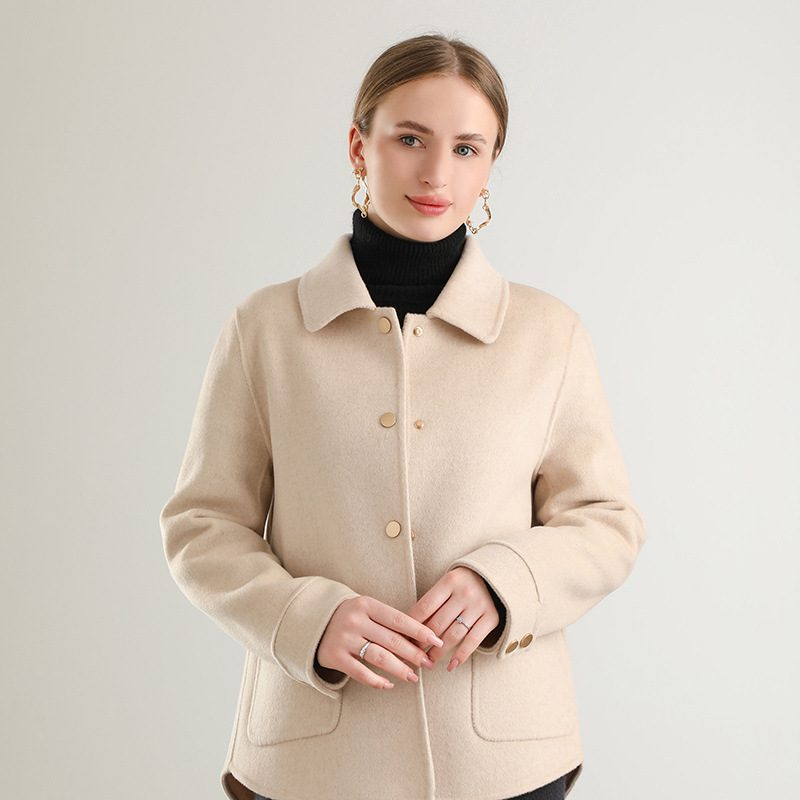 Autumn And Winter New Polo Collar Solid Color Coat For Women - Image 4
