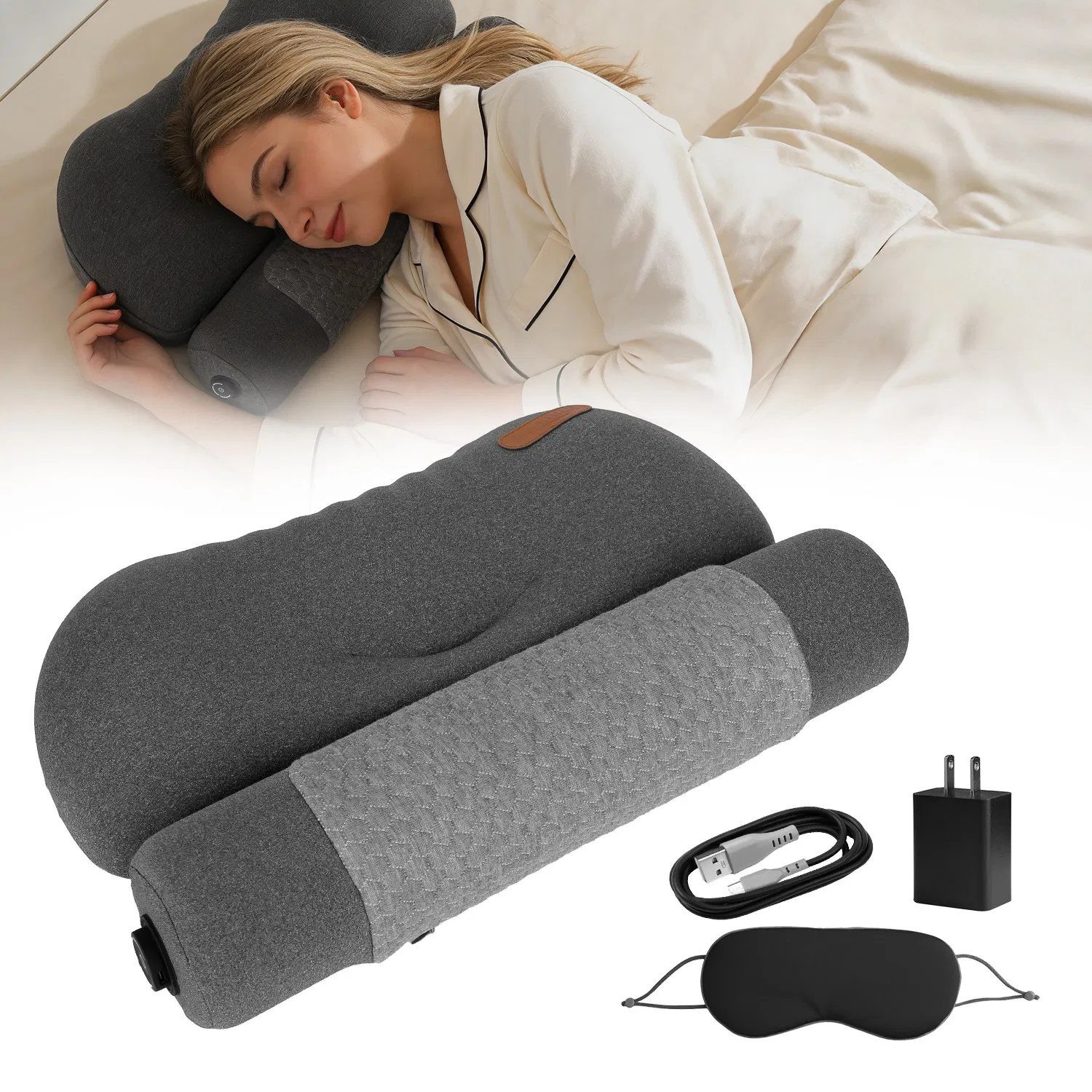 Heated Bed Pillow for Neck Pain, 55D Zero Pressure Memory Foam with 3 Heat Settings,Skin-Friendly Memory Foam Neck Support Pillow with Eye Mask, Perfect Gift for Men Women - Image 3