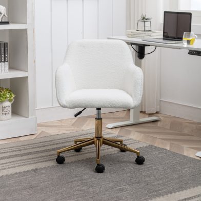 Modern Teddy Fabric Adjustable Height 360 Revolving Home Office Chair With Metal Legs