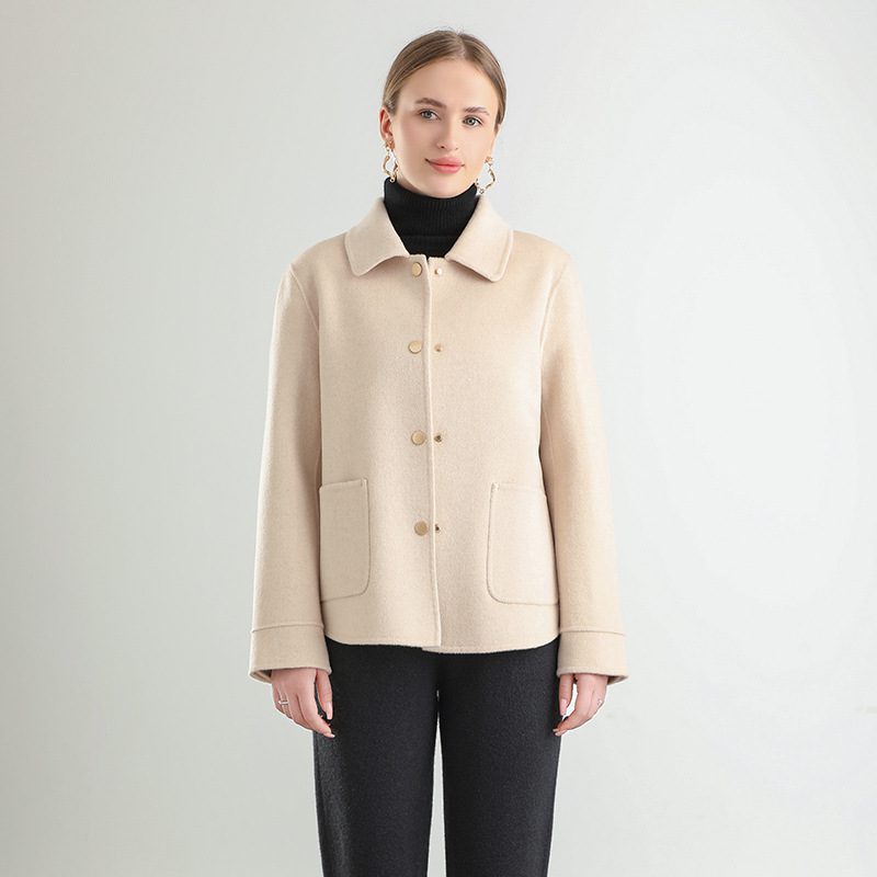 Autumn And Winter New Polo Collar Solid Color Coat For Women - Image 6