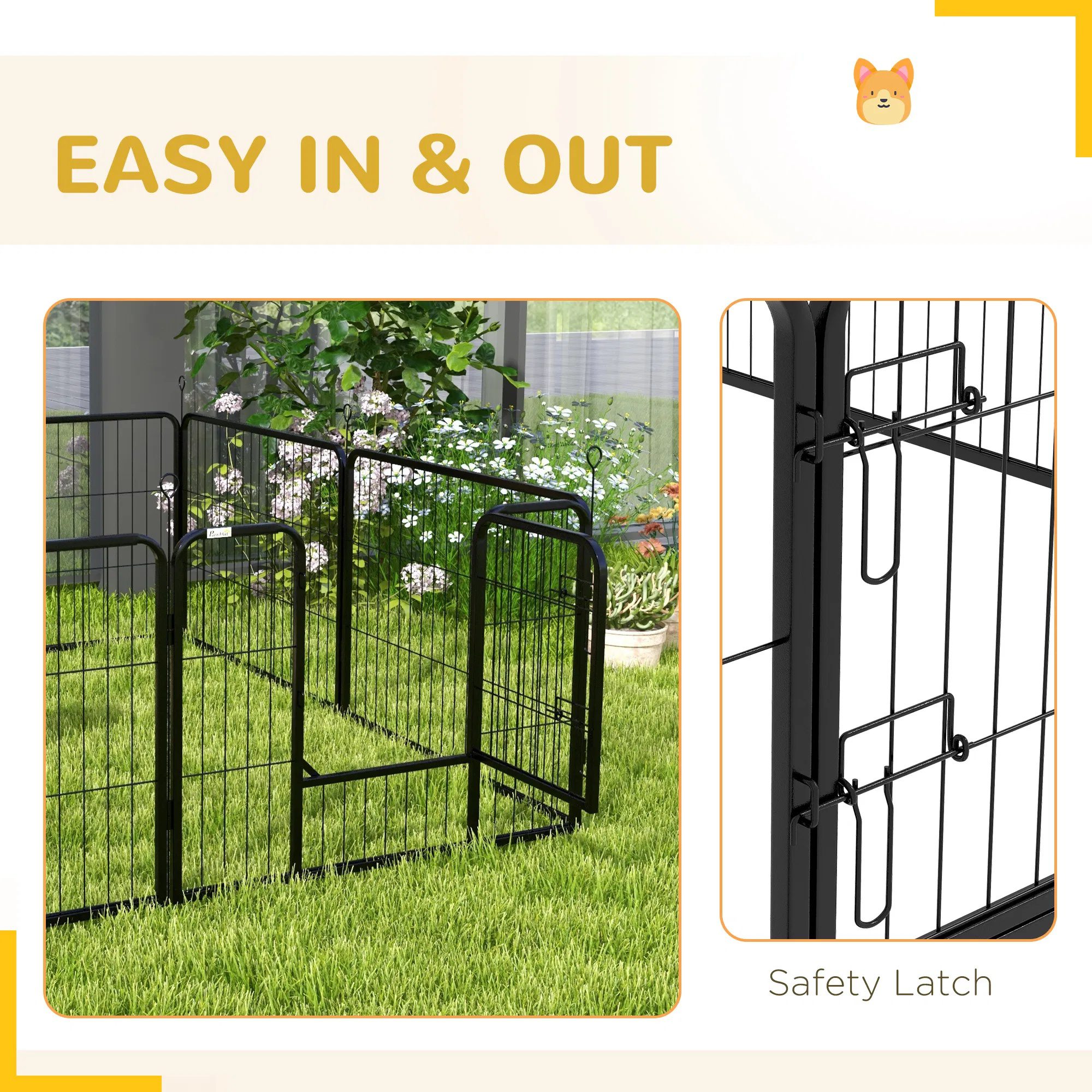 8 Panel Heavy Duty Dog Playpen 23.5" Height for Small Medium Dogs - Image 6