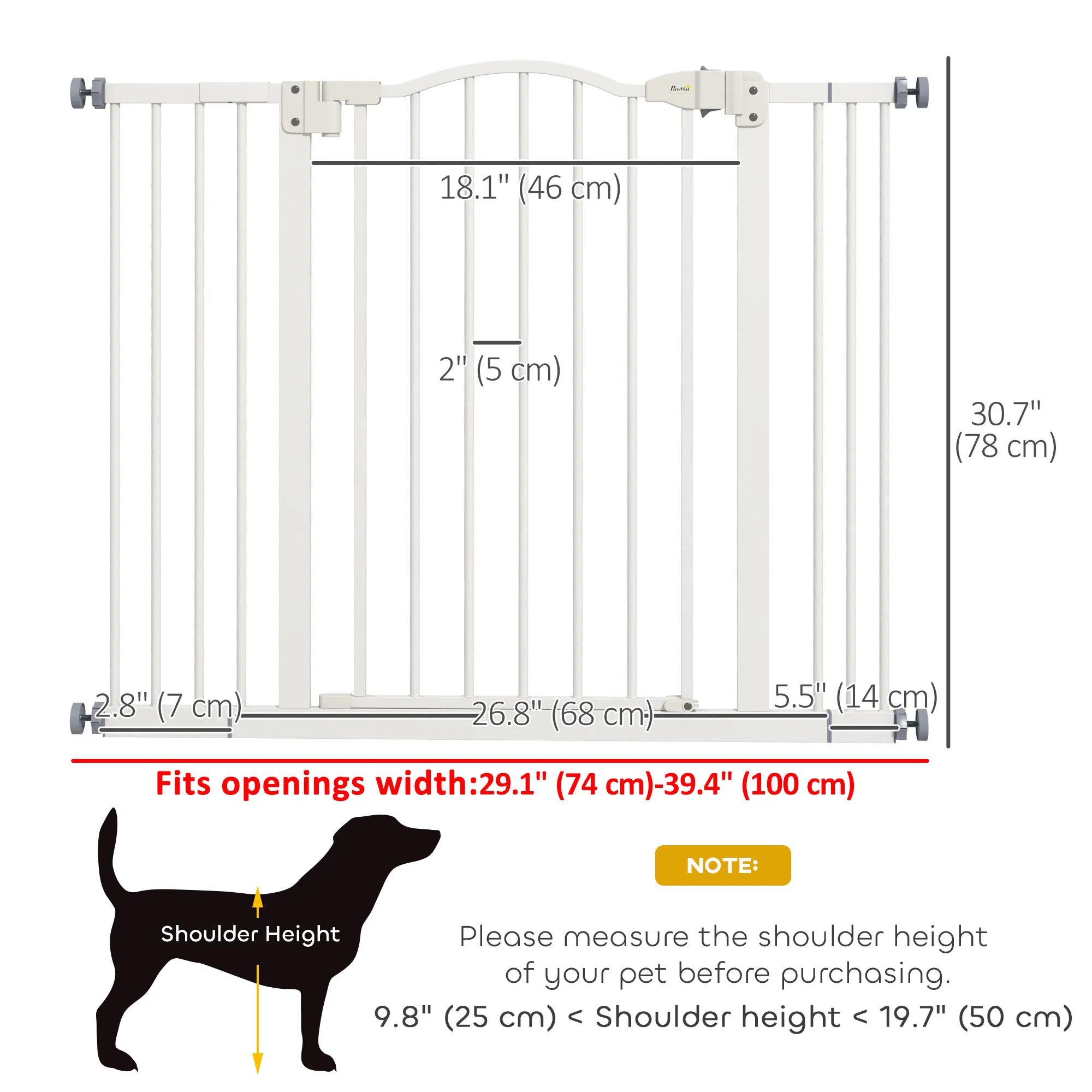 Extra Tall Dog Gate with Door, Pressure Fit, Auto Close, Double Locking for Doorways Hallways Stairs, 29"-39", White - Image 2