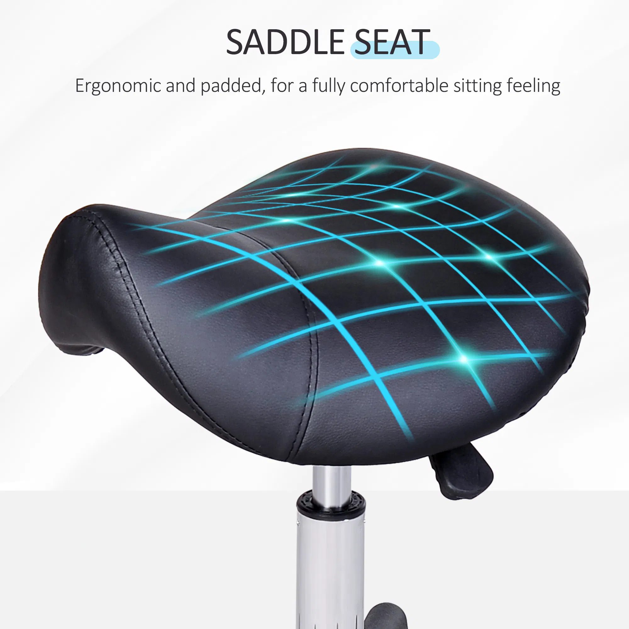 Hydraulic Swivel Salon Stool Adjustable Massage Facial Spa Beauty Saddle Chair Black - Image 5