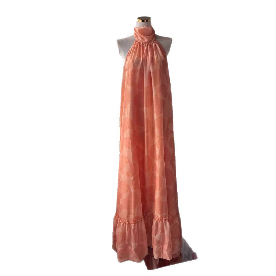 Back Beach Chiffon Vacation Print Dress - Image 2