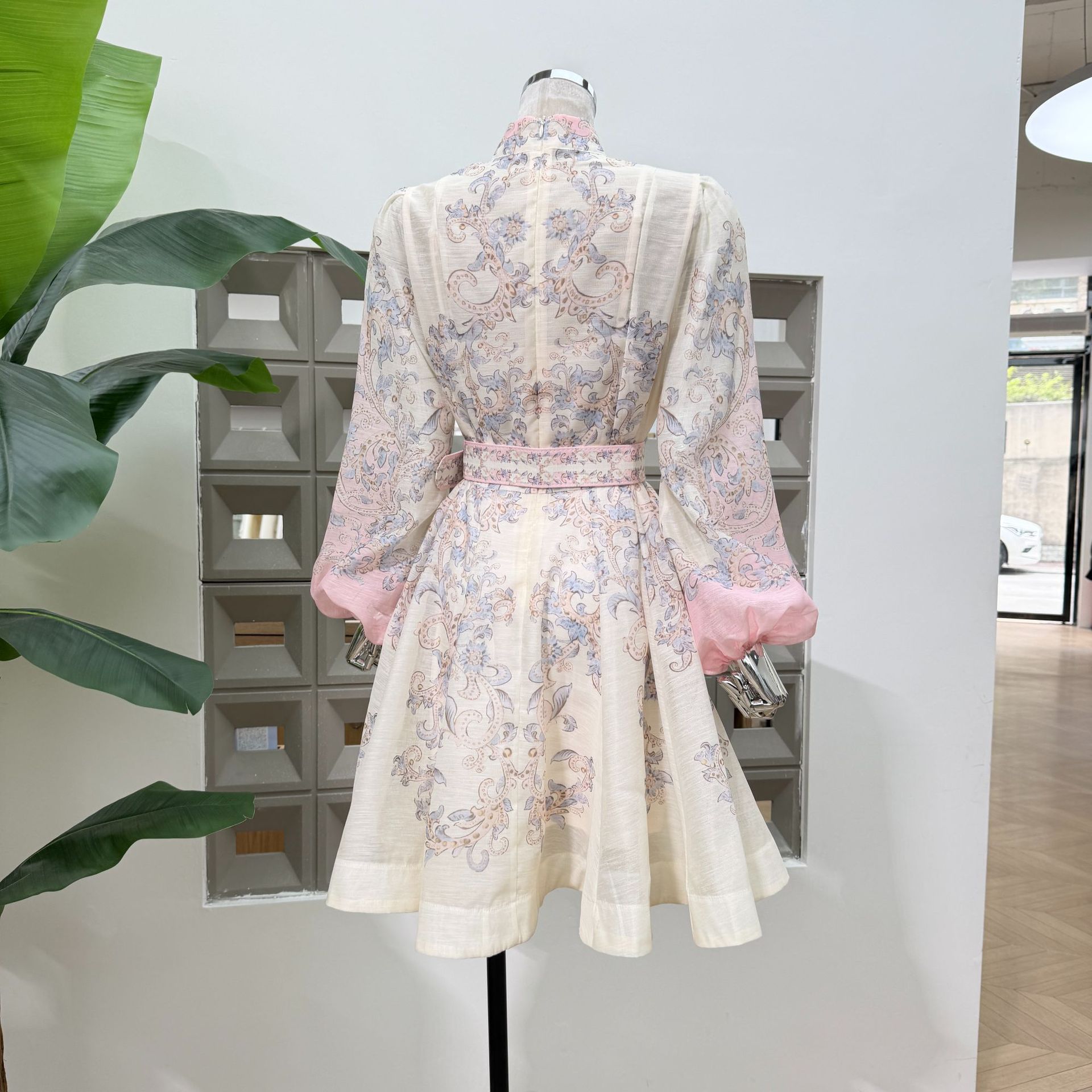 Printed Gradient Mid-Length Button-Front A-Line Dress - Image 4