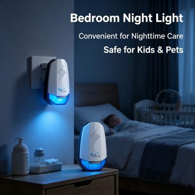 2 Pack Ultrasonic Pest Repeller - 25 - 65KHz Variable Frequency, Covers 1200 Sq.ft Each, Indoor Use for Kitchen, Living Room, Bedroom, Office - Night Light Included, Safe for Kids & Pets