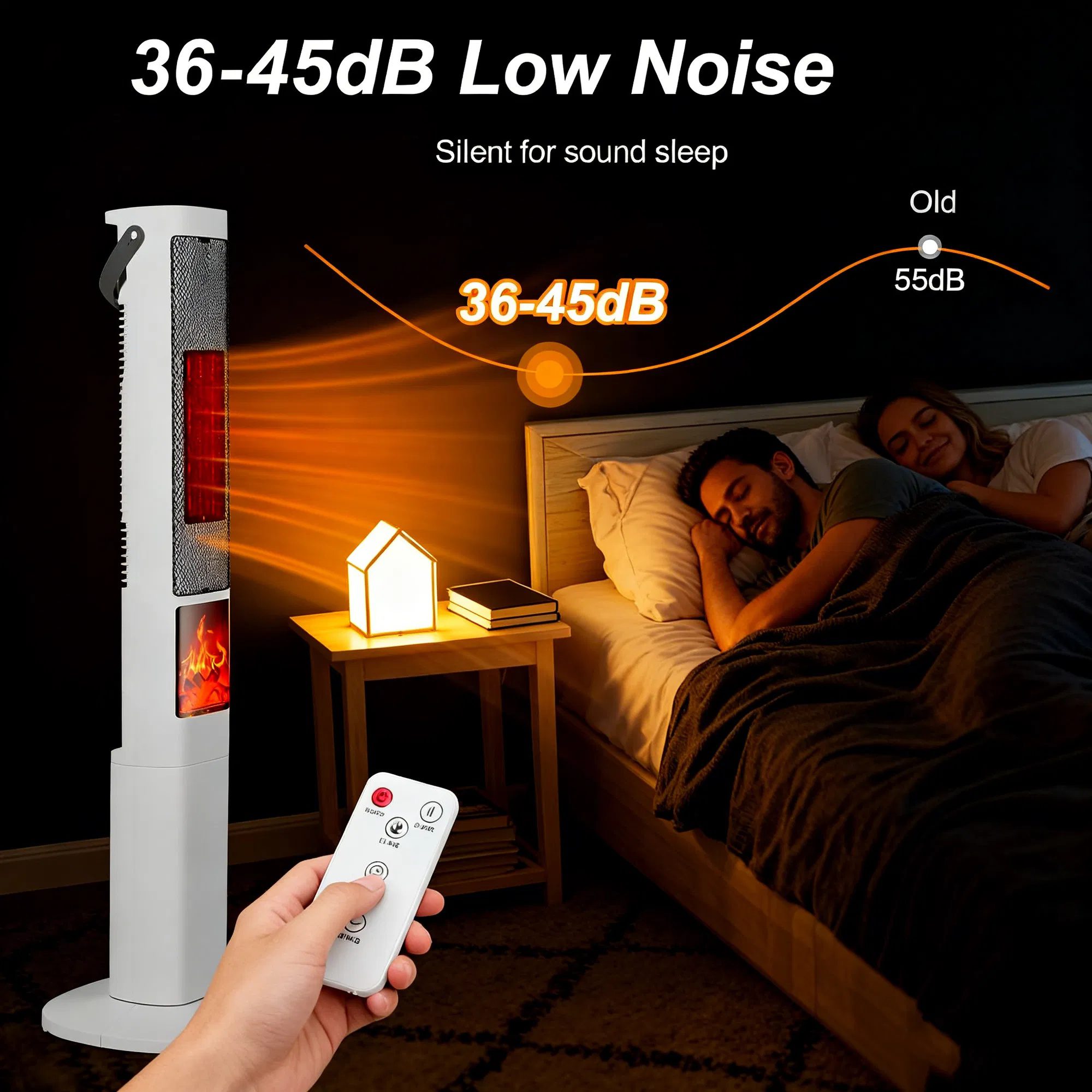 3-in-1 Quiet Space Heater - 120° Wide Coverage, 3D Fireplace Effect, Timer & Remote, Portable Indoor Heater with Multiple Protections - Image 3