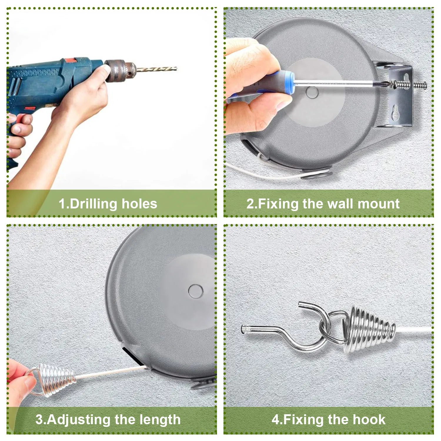 Retractable Clothesline Outdoor 49FT PVC Automatic Washing Dryer Cord Easy Hanging Rope - Image 5