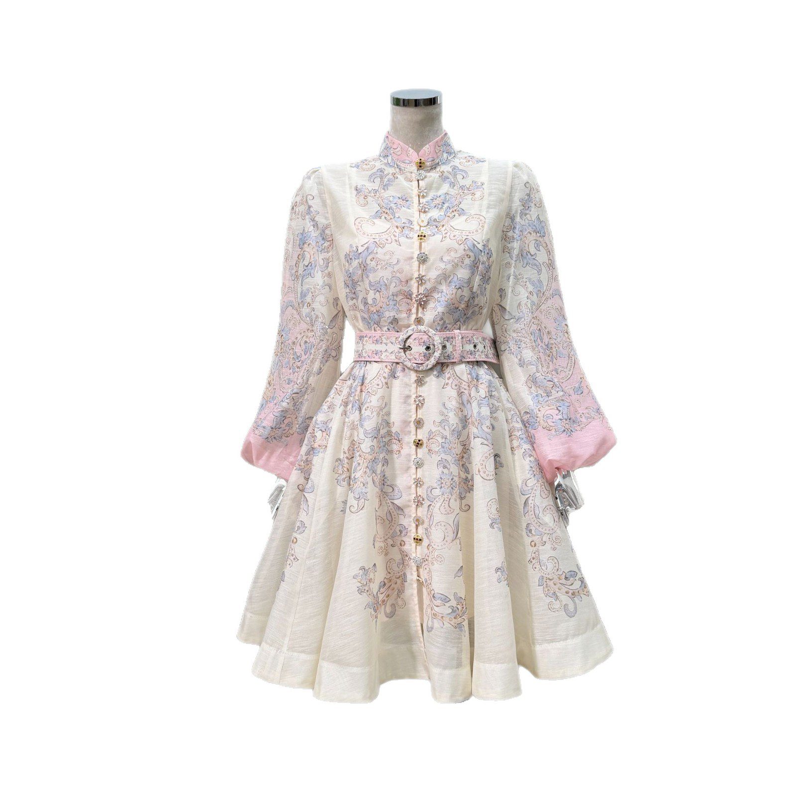 Printed Gradient Mid-Length Button-Front A-Line Dress - Image 5