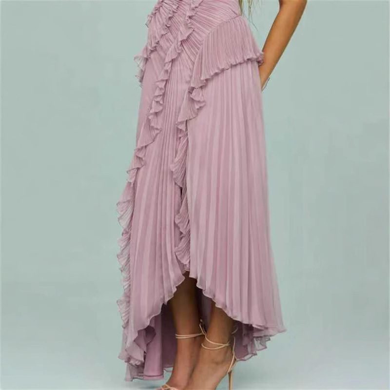 Womens New Fashion Strapless Sexy Backless Slit Tassel Elegant Dress - Image 4