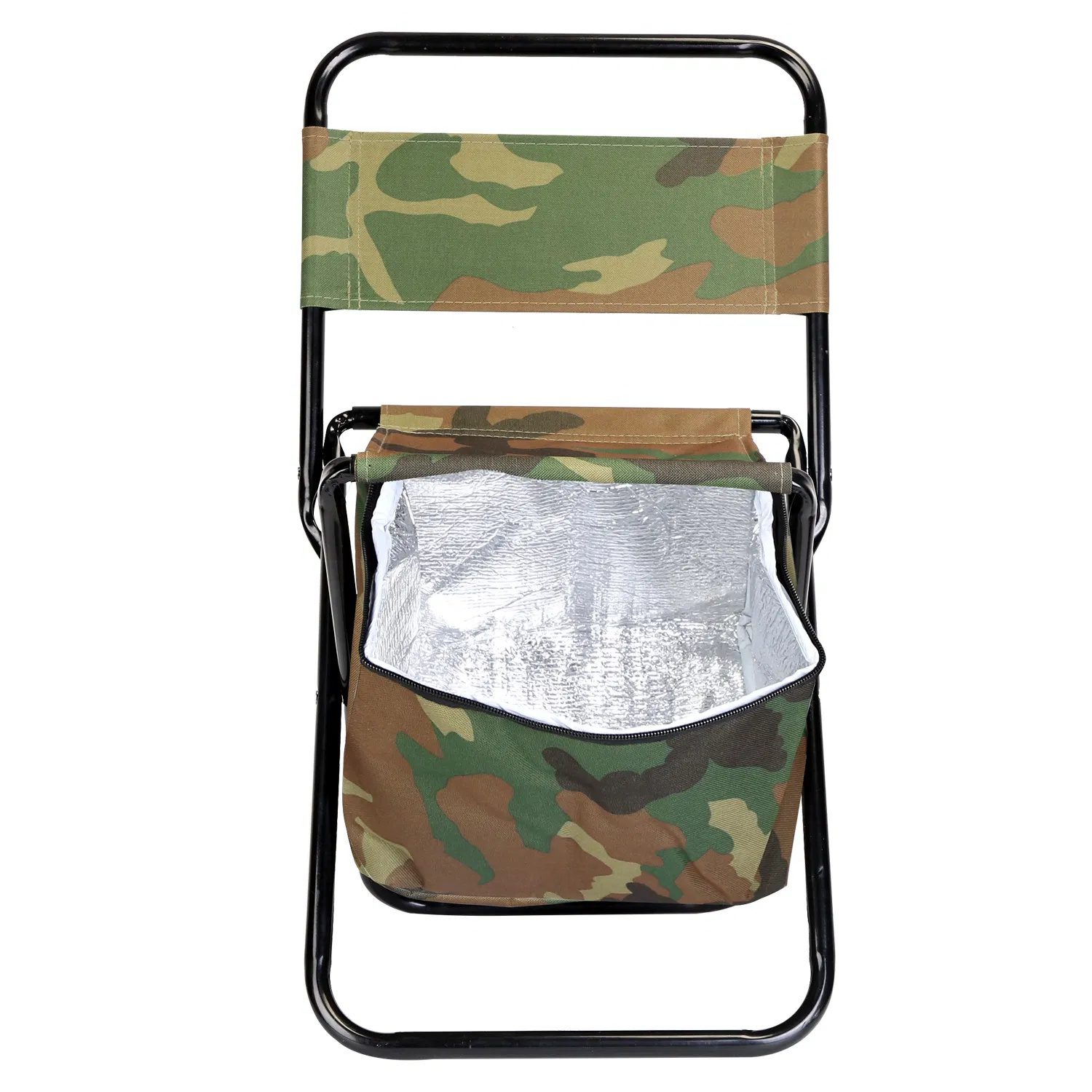 Collapsible Fishing Chair with Built-in Insulated Cooler Bag, Portable Oxford Outdoor Chair with Backrest, 200lbs Weight Capacity for Camping Concert BBQ Adventures - Image 3