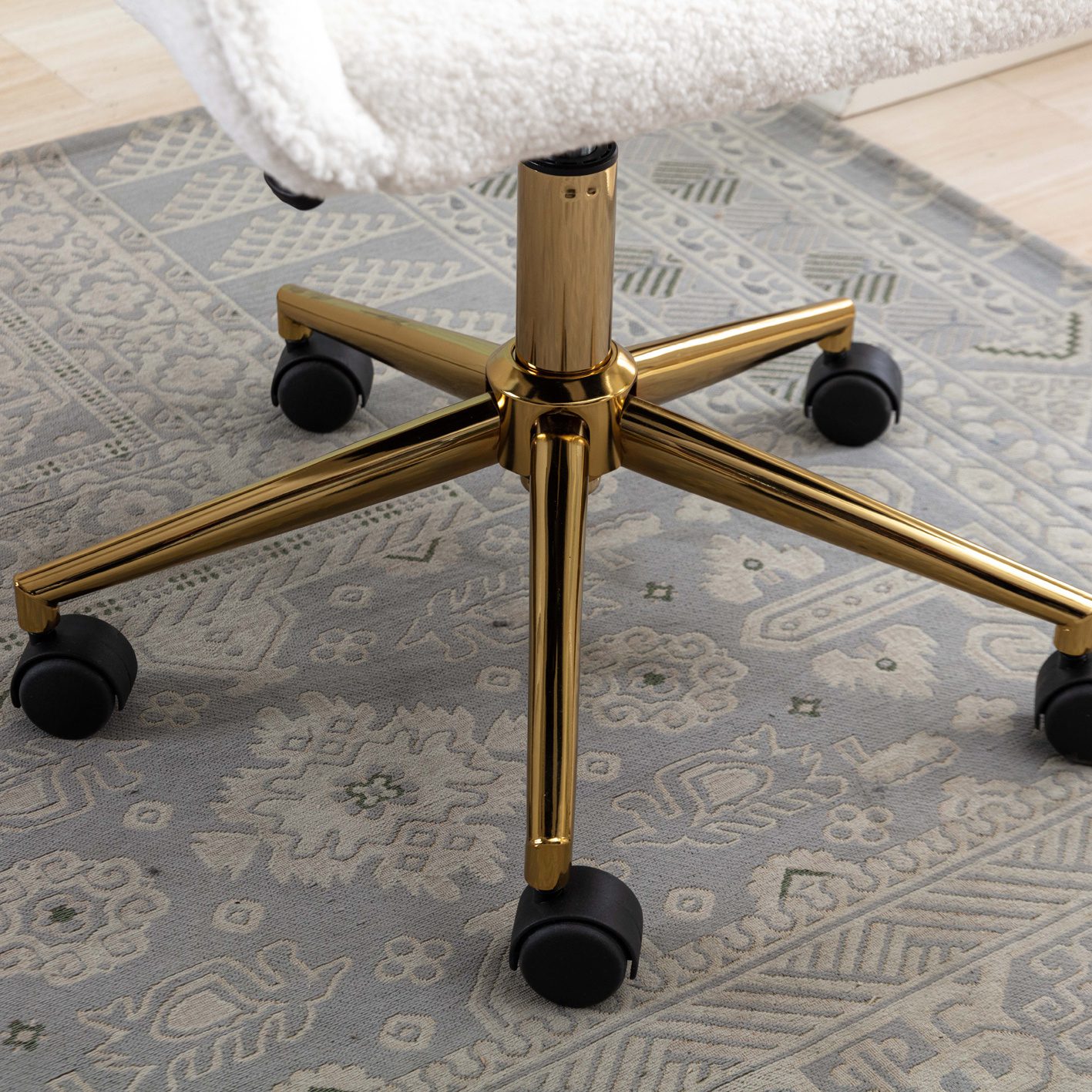 Modern Teddy Fabric Adjustable Height 360 Revolving Home Office Chair With Metal Legs - Image 8