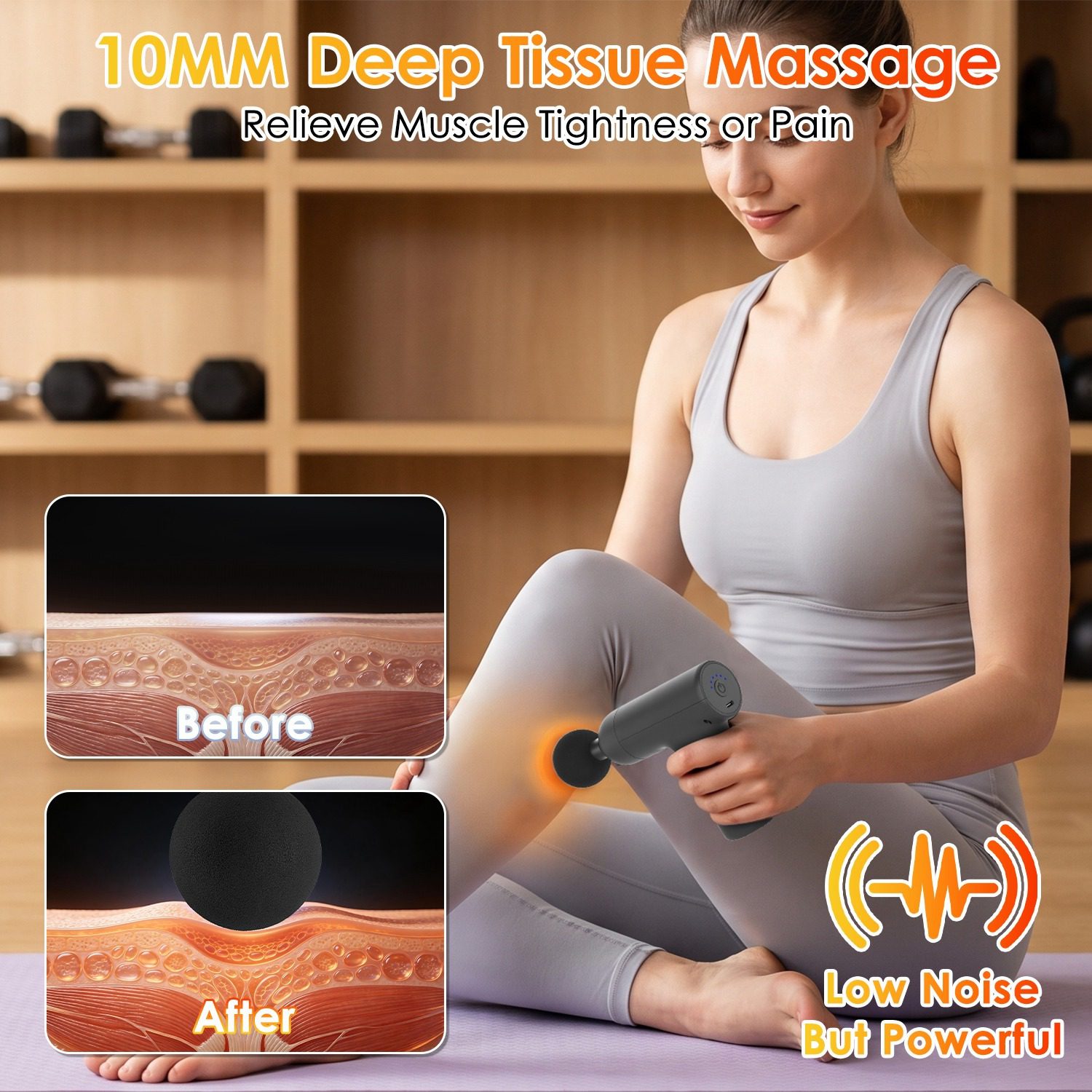 Portable Mini Massage Gun Deep Tissue Percussion Massager With 6 Speeds 5 Interchangeable Massage Heads Muscle Massager For Athletes Office Gym Travel - Image 3