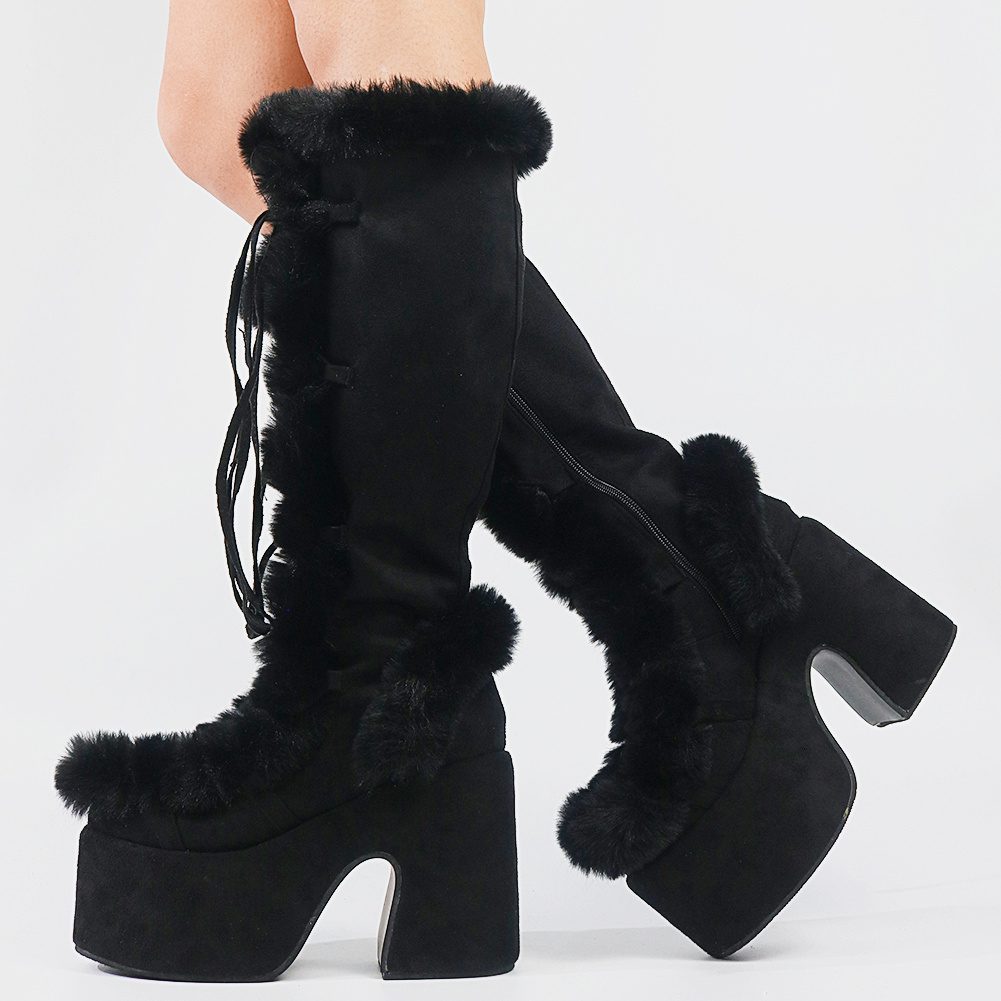 Platform High Heel Women's Mid Tube Boots - Image 2