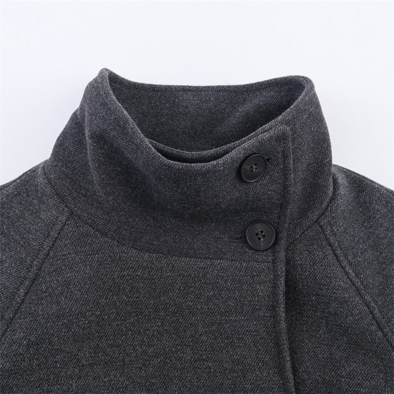 Women's Stand Collar Belt Overcoat Coat - Image 3