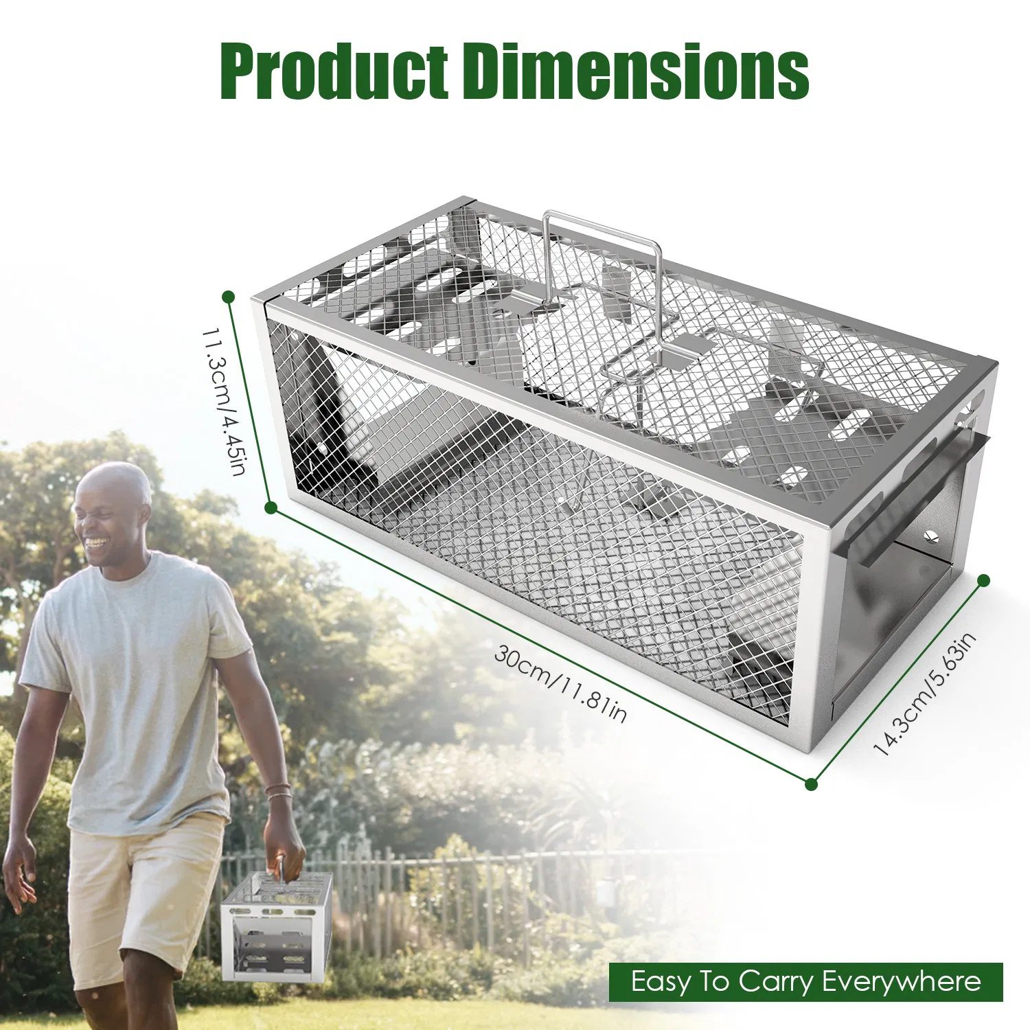 2Pcs Humane Mouse Trap Cage - Dual-Door Design for Continuous Catching, Heavy-Duty Galvanized Iron - Safe, Portable, Indoor/Outdoor Use, Quick 3-Second Setup - Image 5