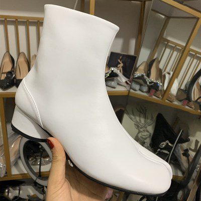 Split Toe Boots Women's Horseshoe High Heel Ankle Boots Pig Mid-leg Boots - Image 2
