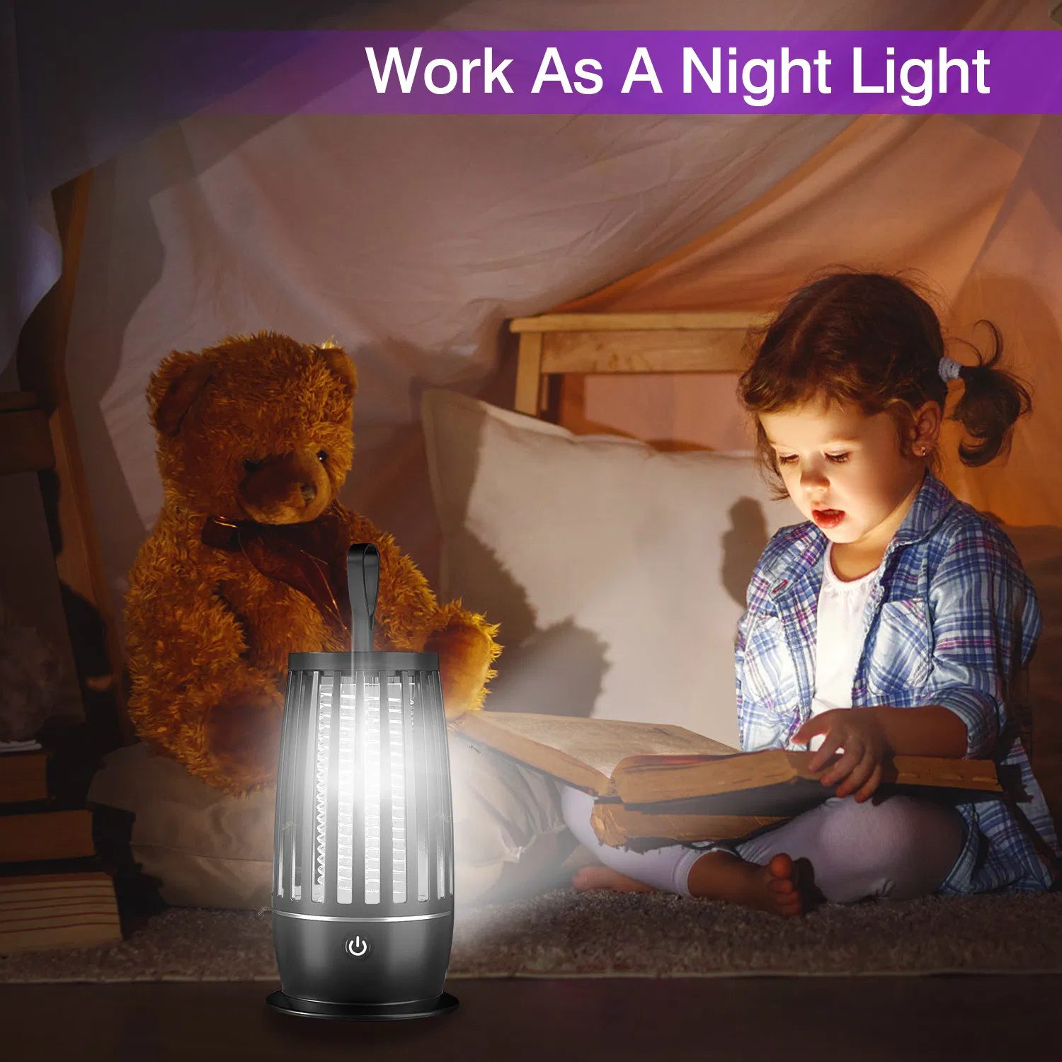 Rechargeable Mosquito Killer Lamp Bug Zapper with Night Light Strap Mosquito Catcher with Max 1615Square Feet Range UV Light for Indoor Outdoor - Image 8