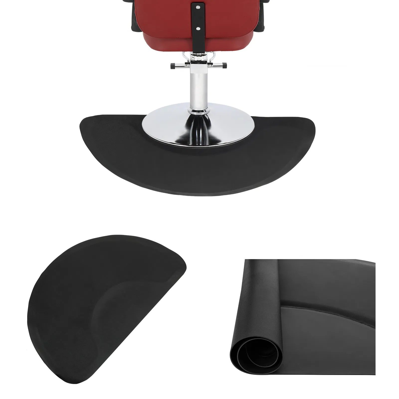 3′x 4.5′x 1/2" Beauty Salon Semicircle Anti-fatigue Salon Mat (Round Outside And Round Inside) Black - Image 10