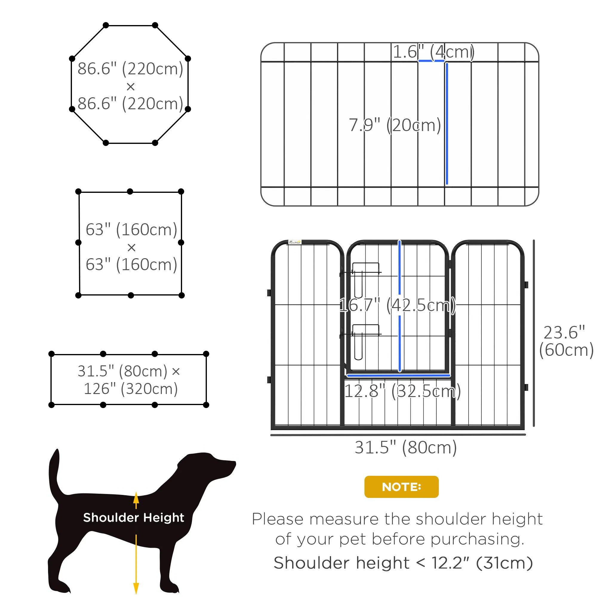 8 Panel Heavy Duty Dog Playpen 23.5" Height for Small Medium Dogs - Image 2
