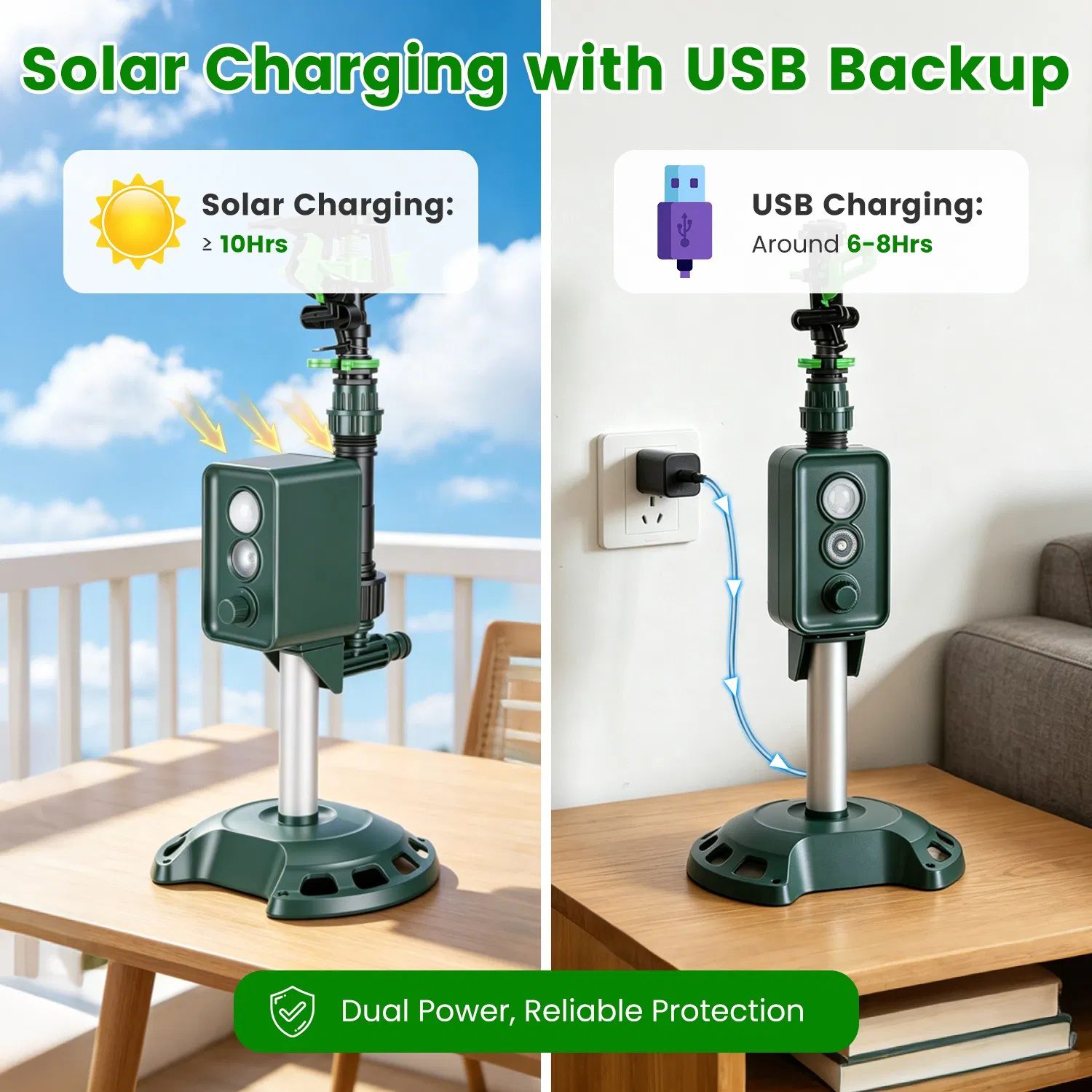 Solar Powered Motion Sensor Animal Repellent Sprinkler with Flashing Light Outdoor Animal Deterrent for Cats Dogs Squirrels Birds Raccons Deer And More - Image 4