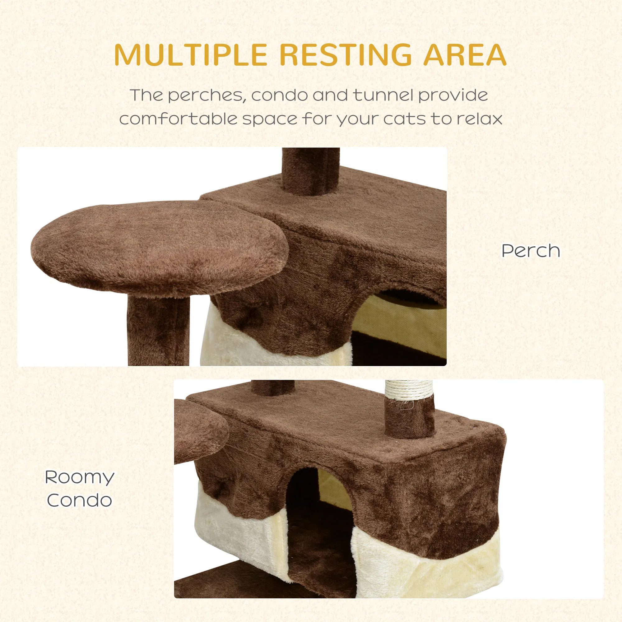 53" Cat Tree Scratching Large Kitten Play House Multi-Level Activity Center Pet Furniture - Image 5
