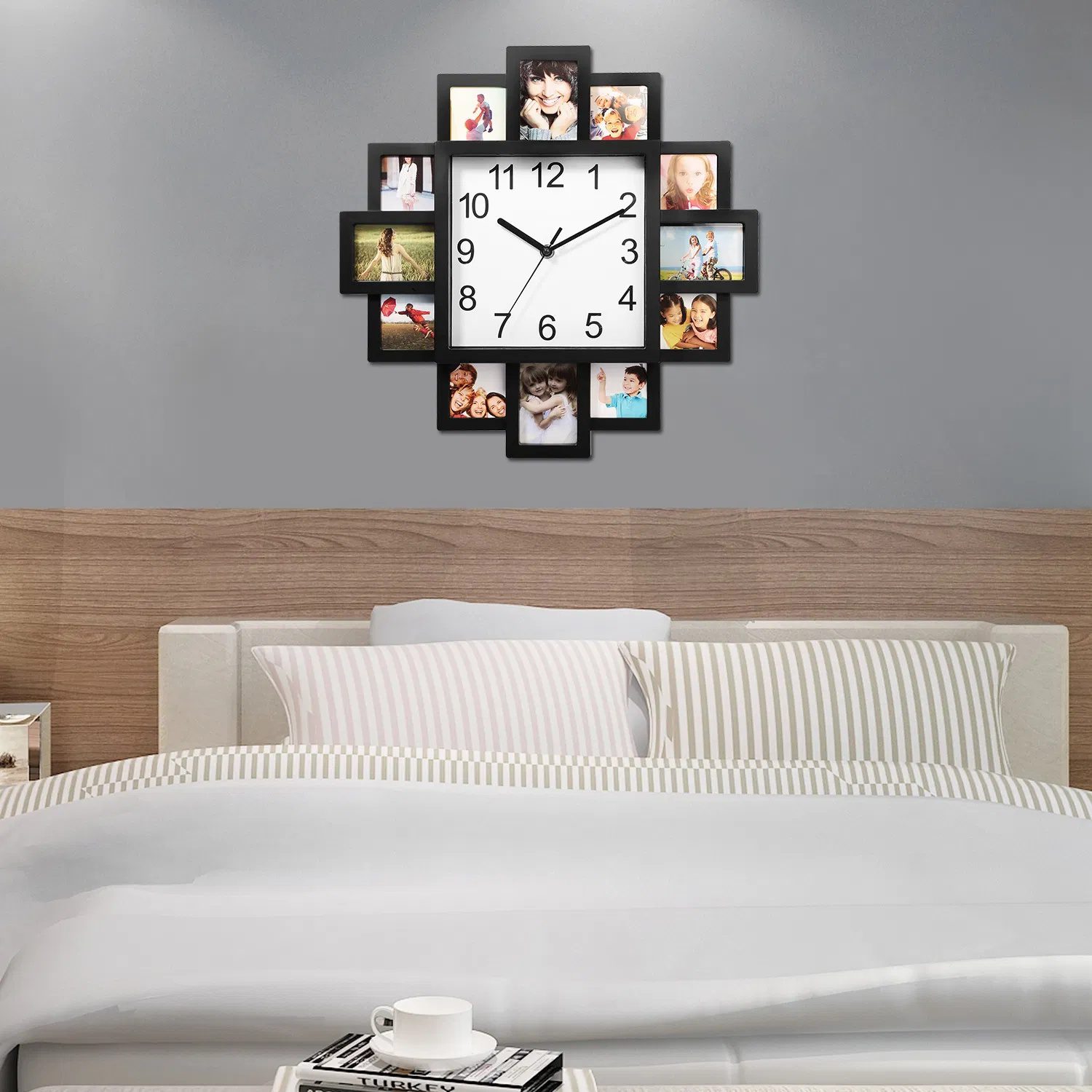 Photo Frame Clock Picture Collage 12-Picture Display Wall Clock Photowall Wall Hanging Home Decor - Image 7
