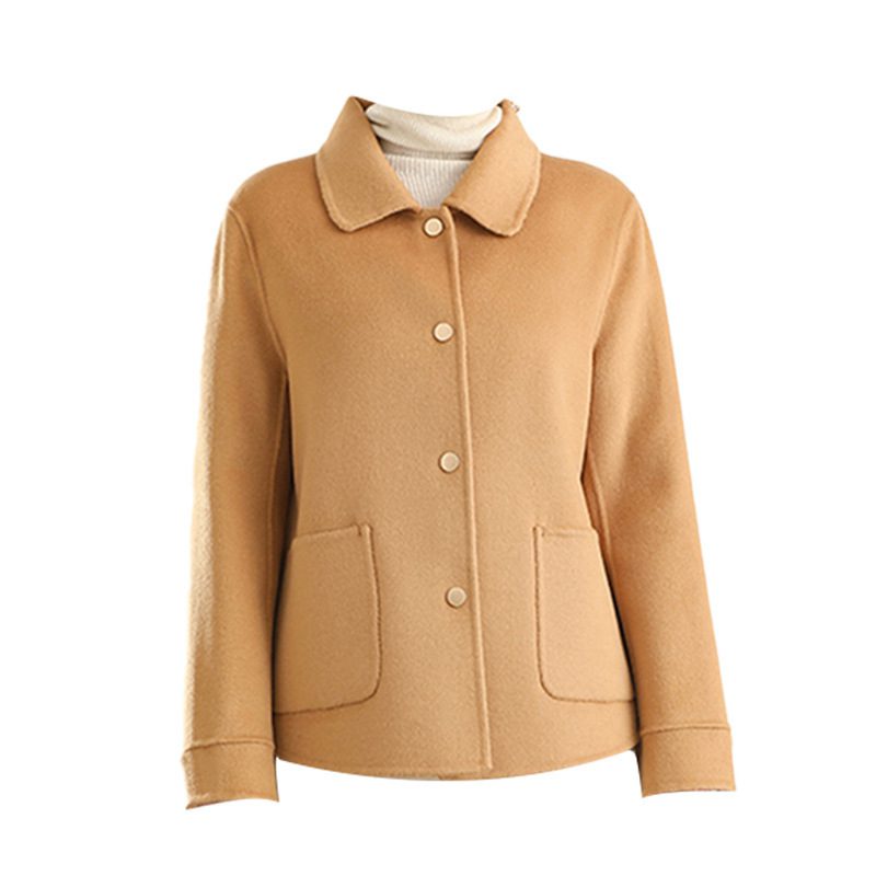 Autumn And Winter New Polo Collar Solid Color Coat For Women - Image 5