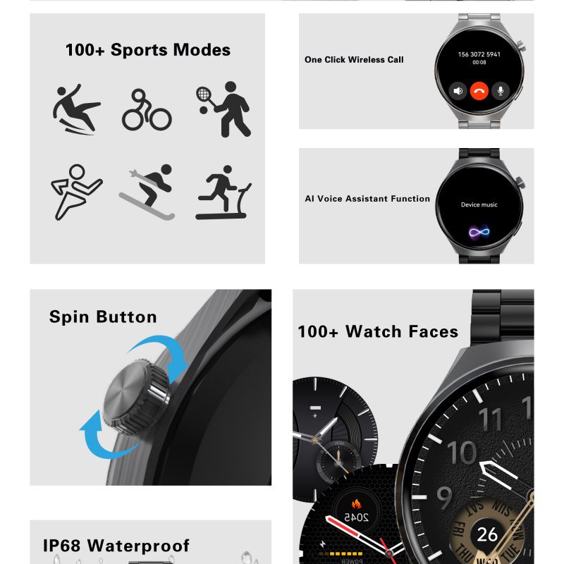 SENBONO V19 Business Men Smart Watch Answer Call Heart Rate Water Proof Sports Fitness Smartwatch Men - Image 7
