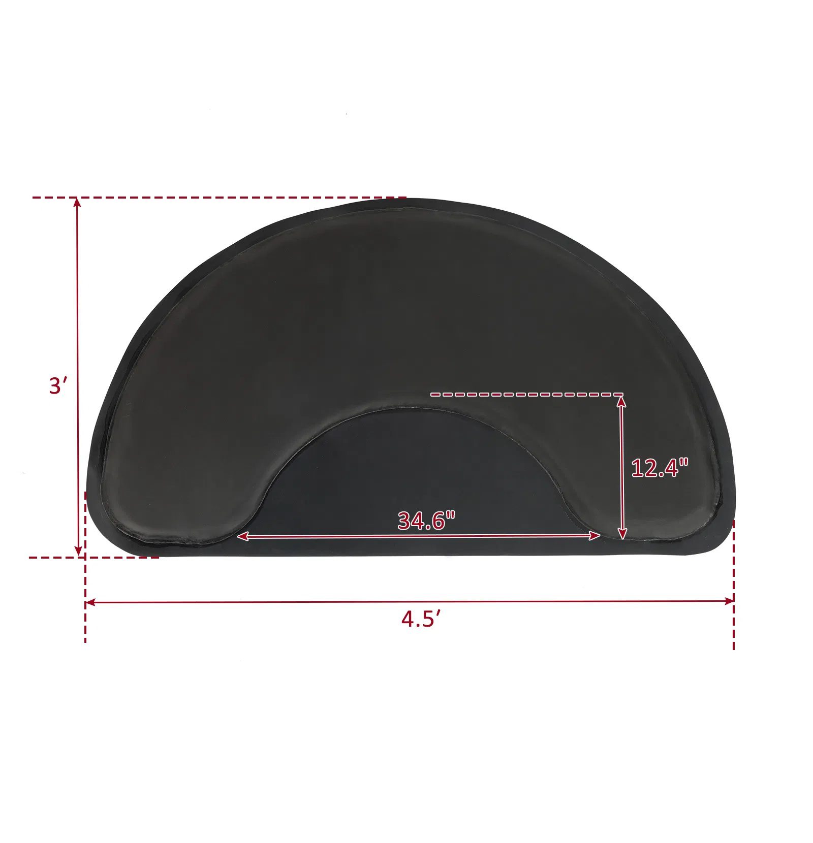 3′x 4.5′x 1/2" Beauty Salon Semicircle Anti-fatigue Salon Mat (Round Outside And Round Inside) Black - Image 8