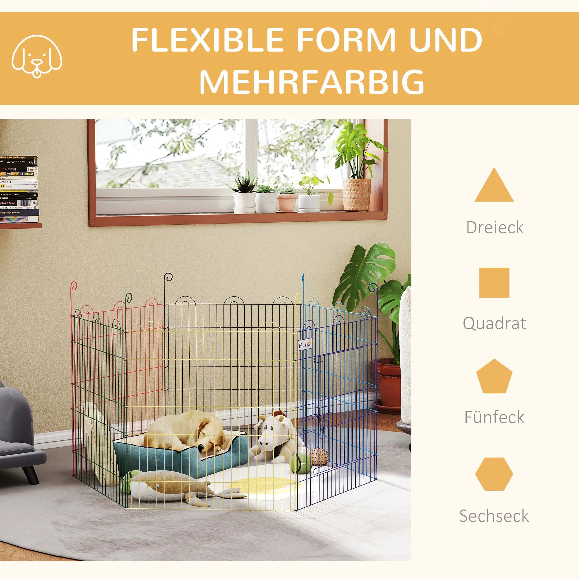 Metal Pet Playpen Portable Hexagon Dog Exercise Fence Multi-colored - Image 4