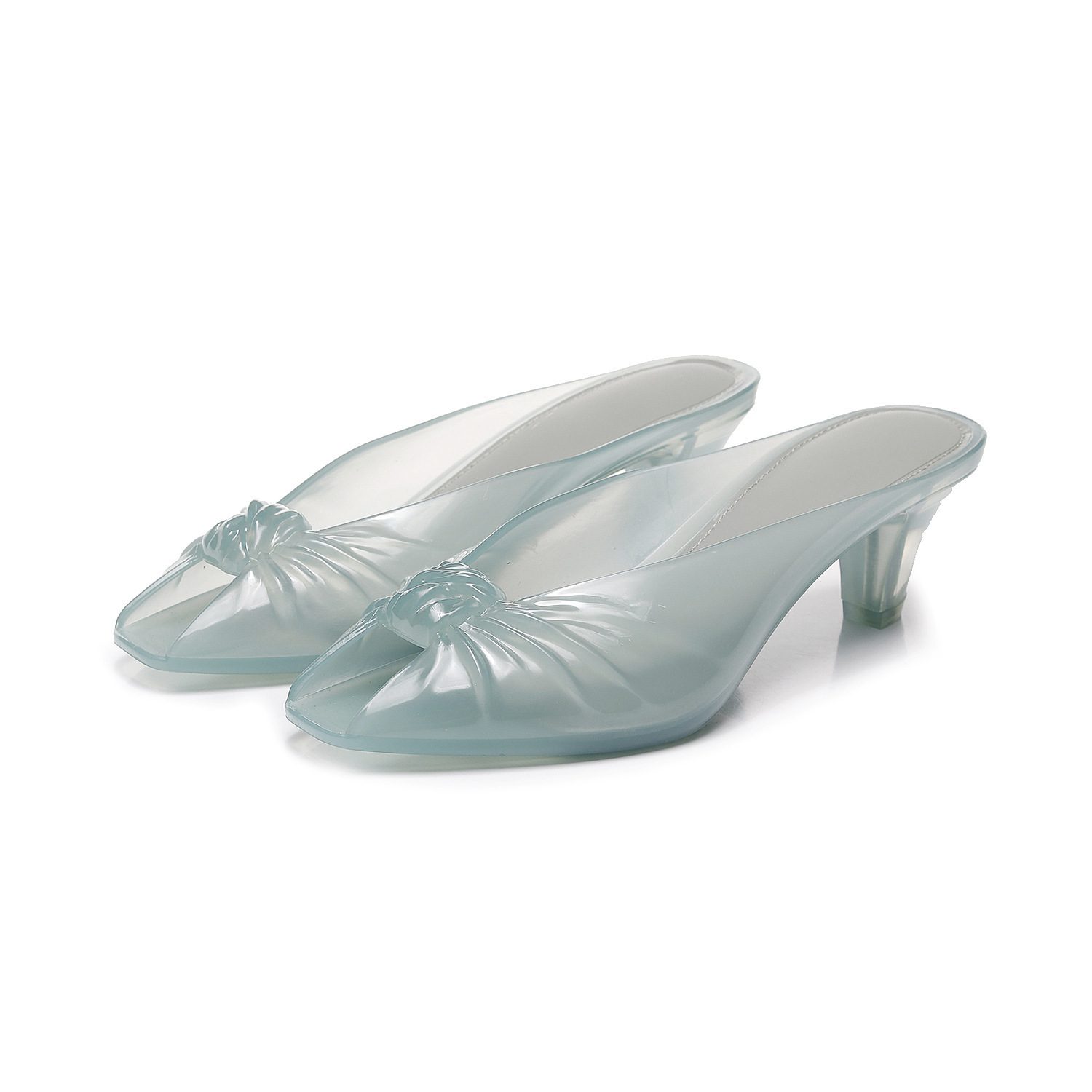صندل بكعب عالٍ سميك بفتحة أمامية وتصميم بكسرات pleated - الصورة 9