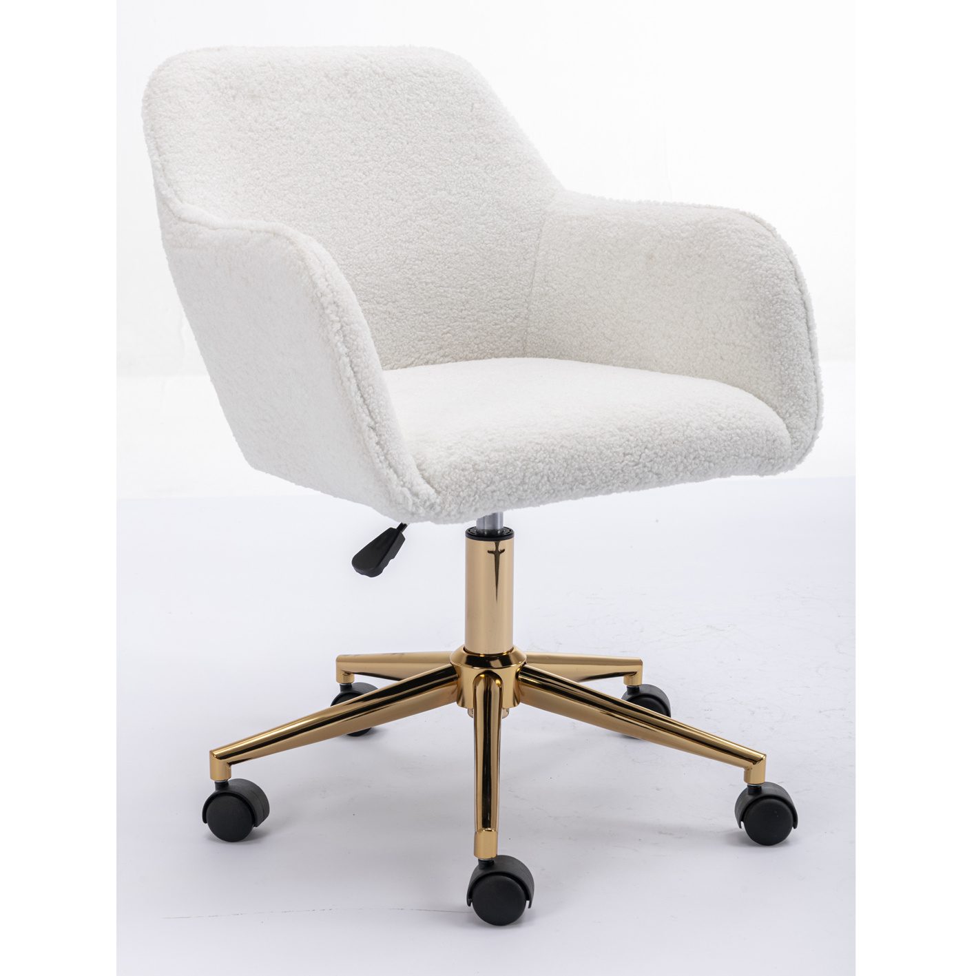 Modern Teddy Fabric Adjustable Height 360 Revolving Home Office Chair With Metal Legs - Image 2