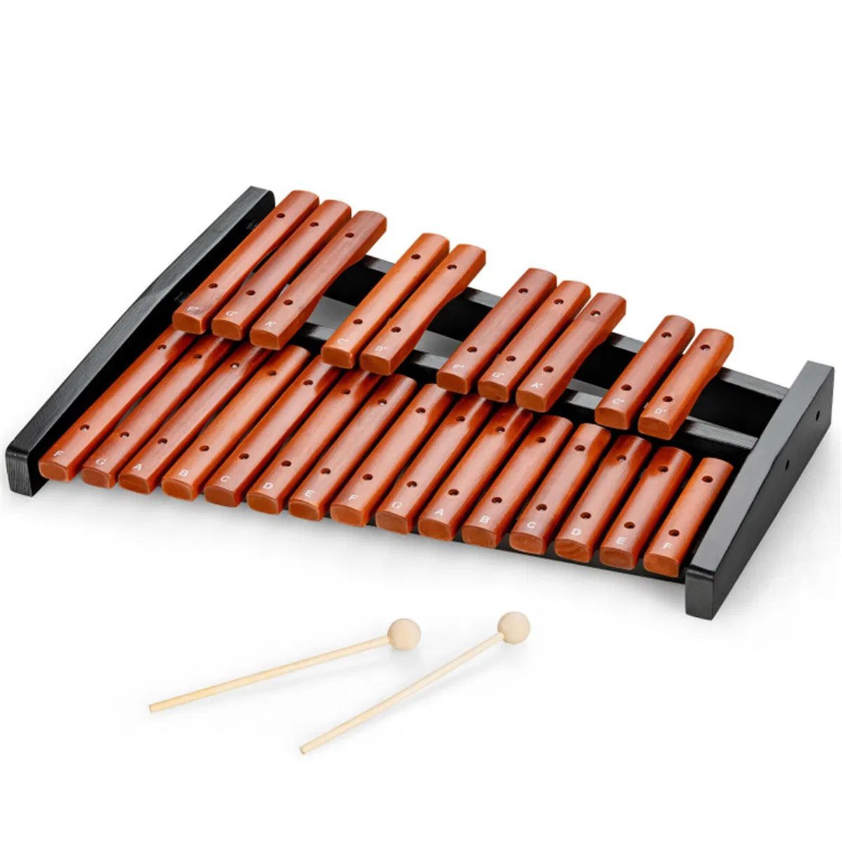 25 Notes Xylophone with 2 Mallets & Carrying Bag, Hardwood Pine Wood Brown Black for Beginners Adults - Image 6