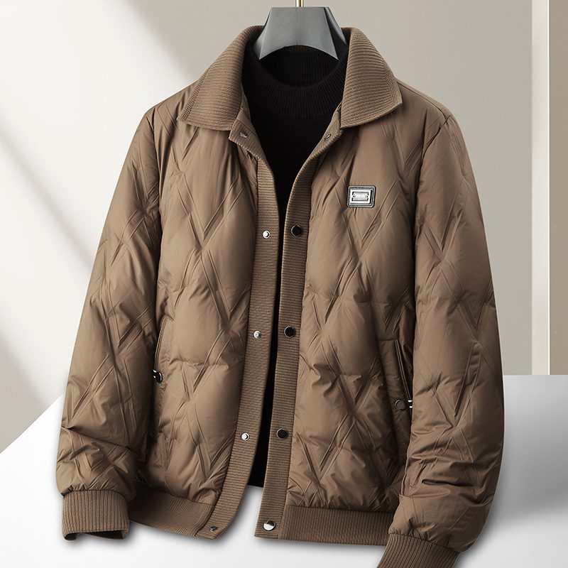 High-grade Knitted Lapel Lightweight Down Coat Men - Image 2