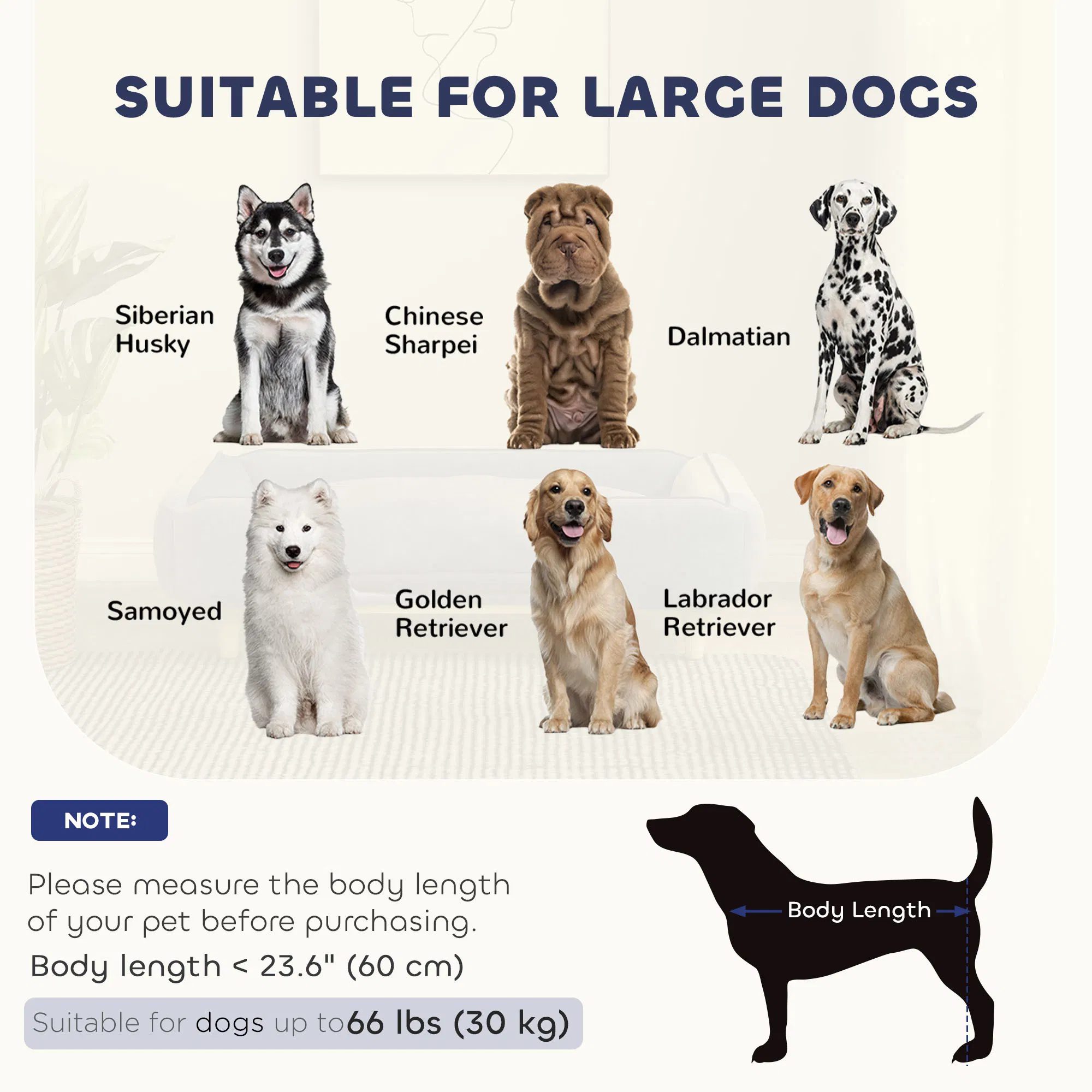Washable Dog Sofa for Large Dogs, Elevated Pet Couch with Anti-slip Foot Pads, Dark Grey - Image 3