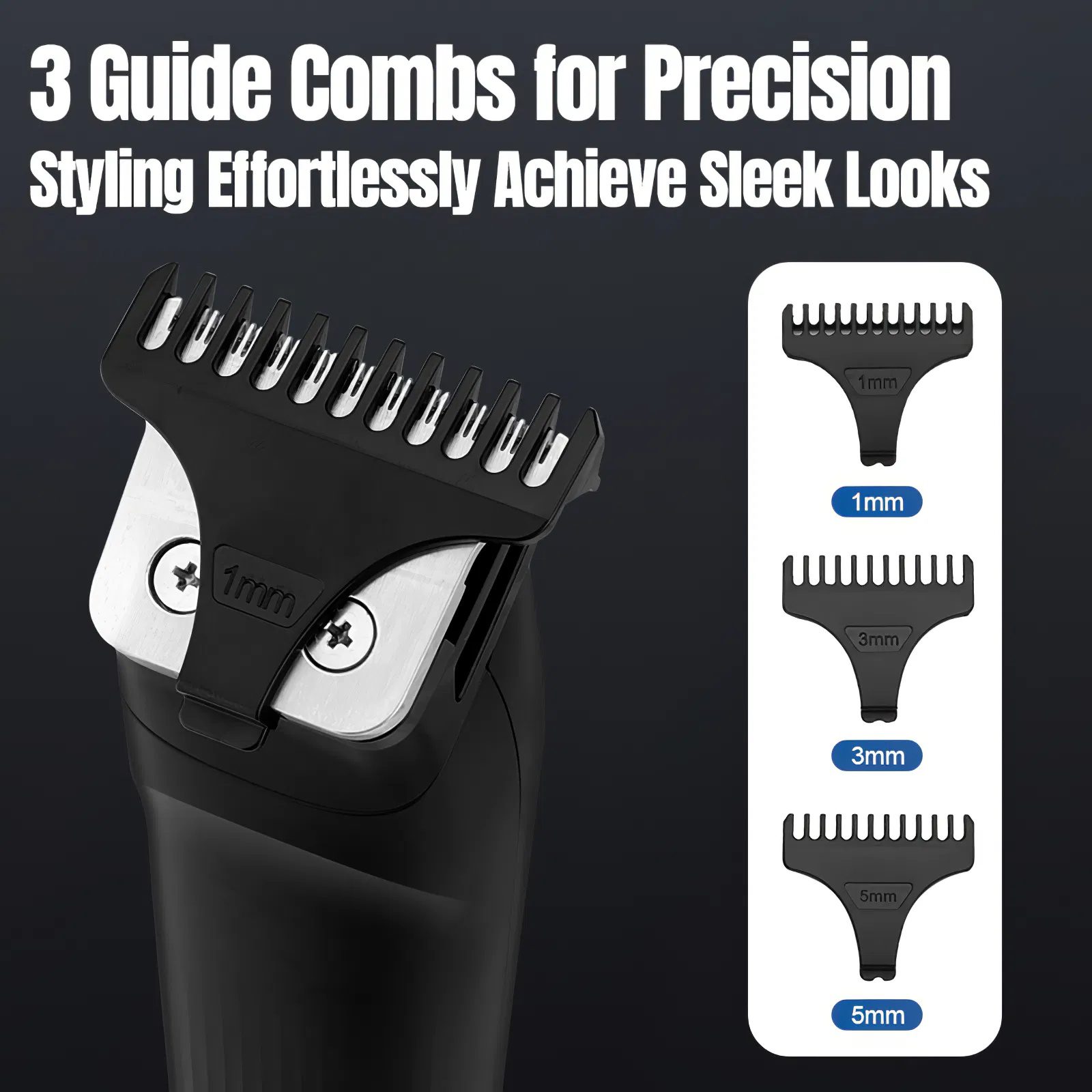 Beard Trimmer, 3 in 1 Hair Clippers and Mens Grooming Kit, Face, Nose, Ear Hair Trimmer - Black - Image 6