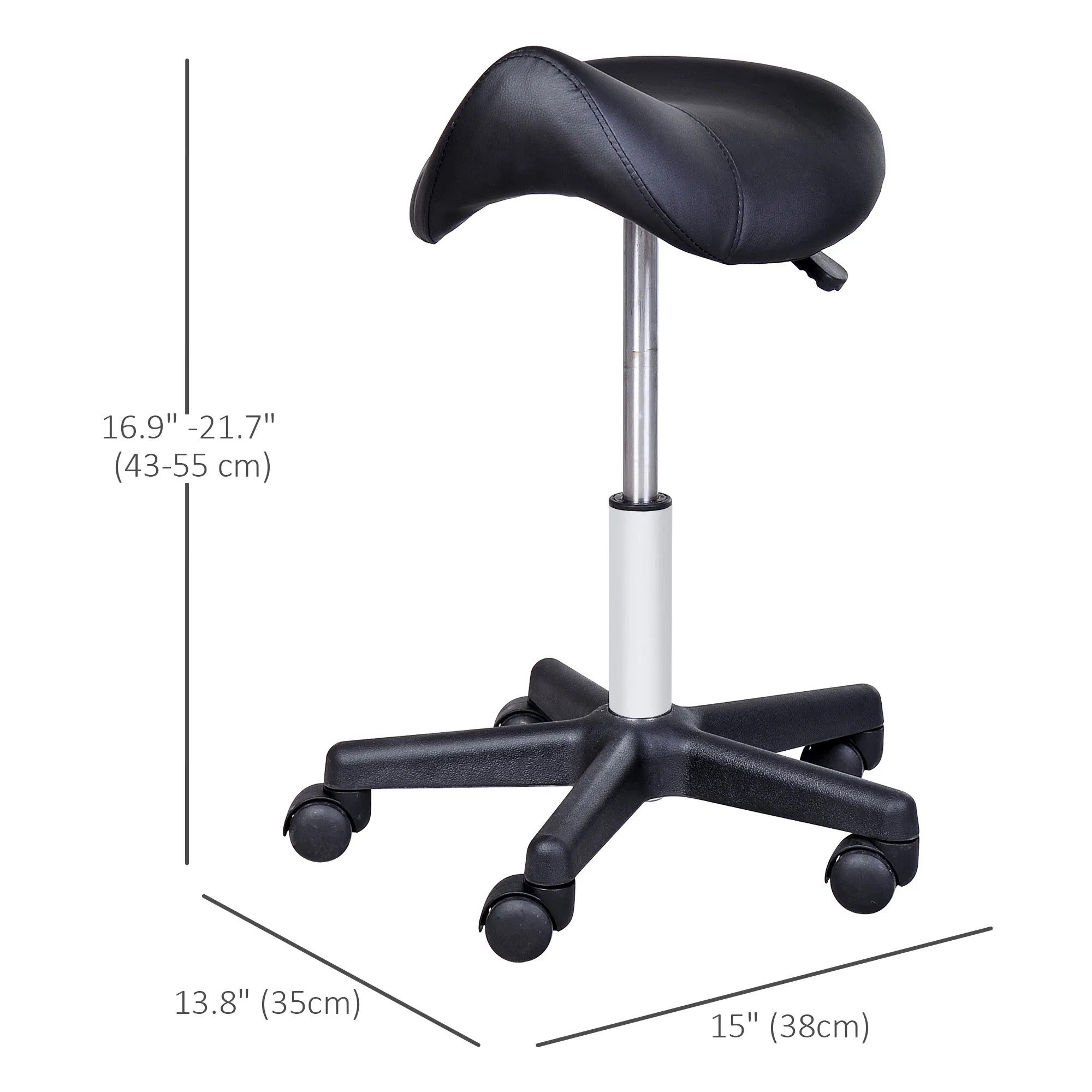 Hydraulic Swivel Salon Stool Adjustable Massage Facial Spa Beauty Saddle Chair Black - Image 2