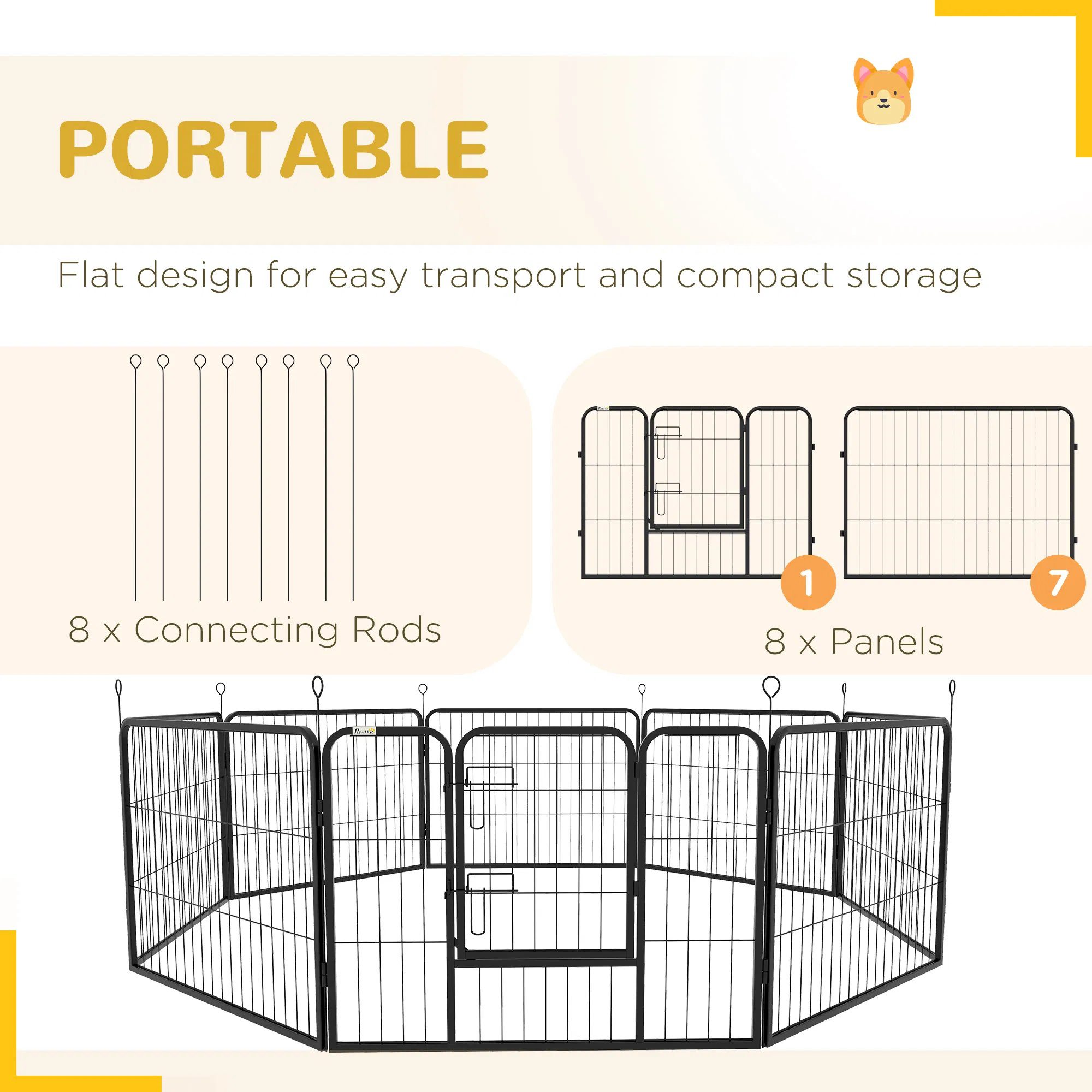 8 Panel Heavy Duty Dog Playpen 23.5" Height for Small Medium Dogs - Image 4