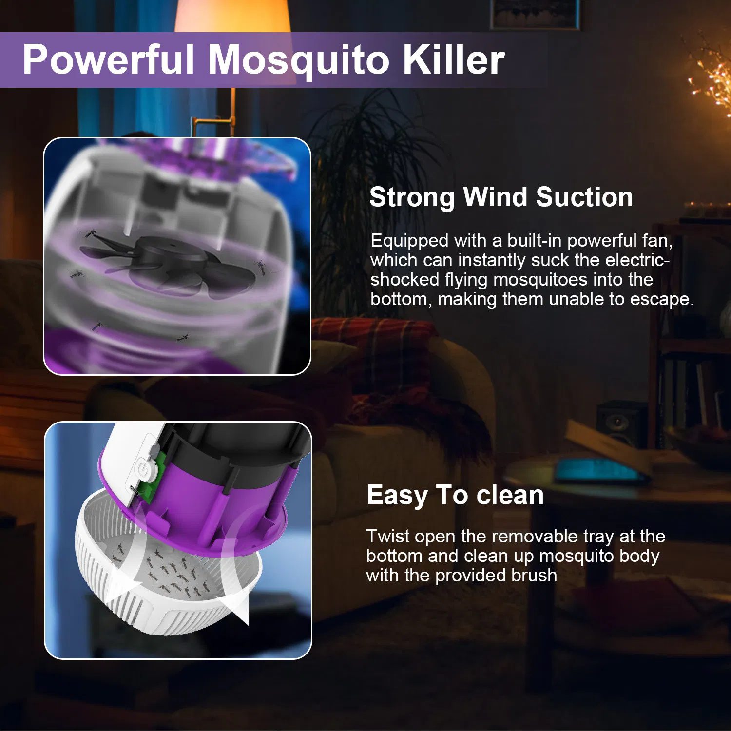 Plug-in Mosquito Zapper Max 1076Sq.Feet Range Electric Fly Zapper with 3 Modes Mosquito Killer Lamp for Indoor Outdoor - Image 6