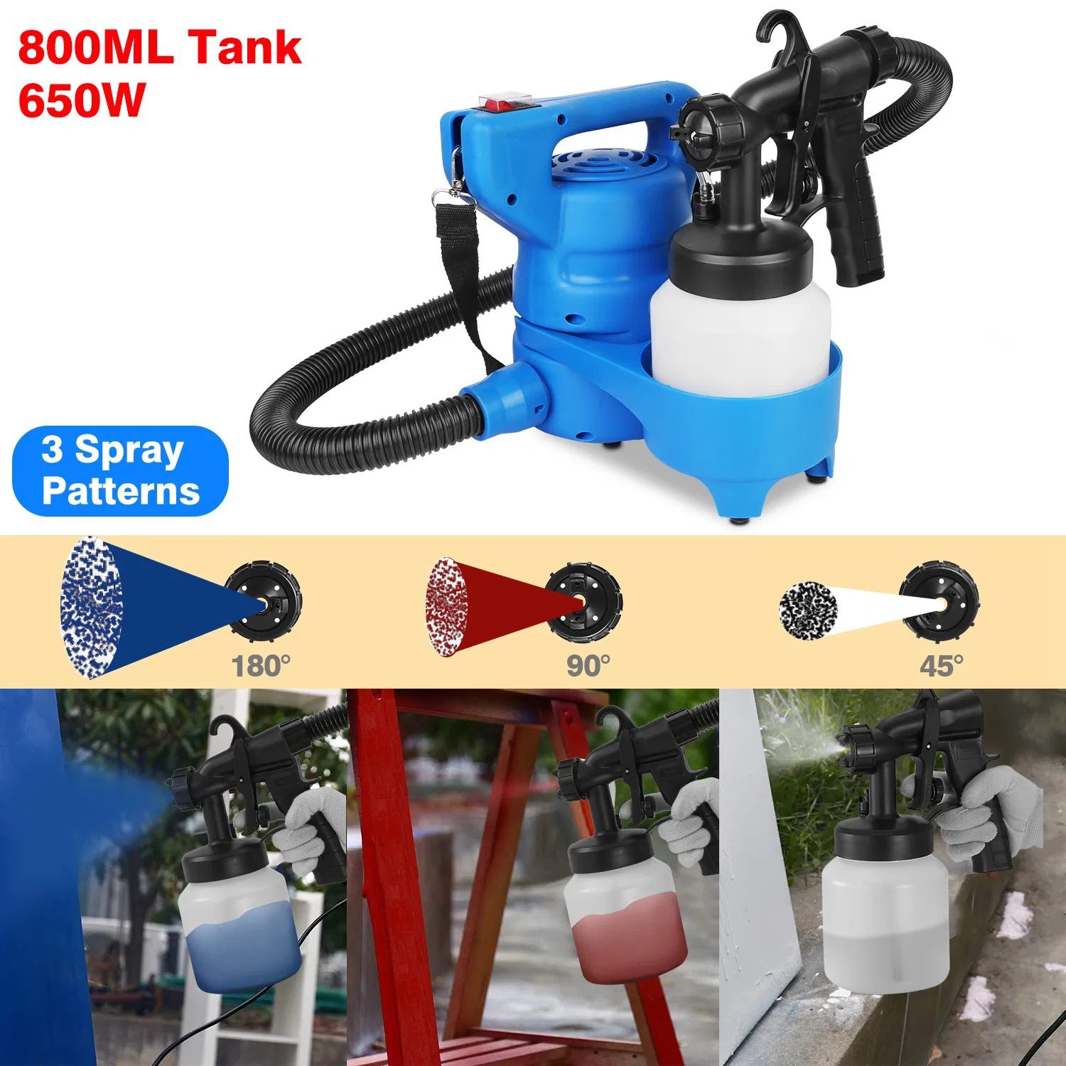 Paint Sprayer, Advanced System for Superior One-Coat Coverage, 3 Spray Patterns, Easy Cleanup, Ideal for Home and Furniture Painting