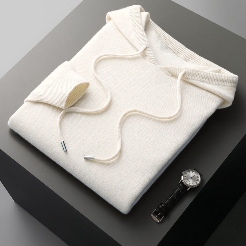 Pullover Hooded Solid-color Knitted Sweater Hoodie - Image 6