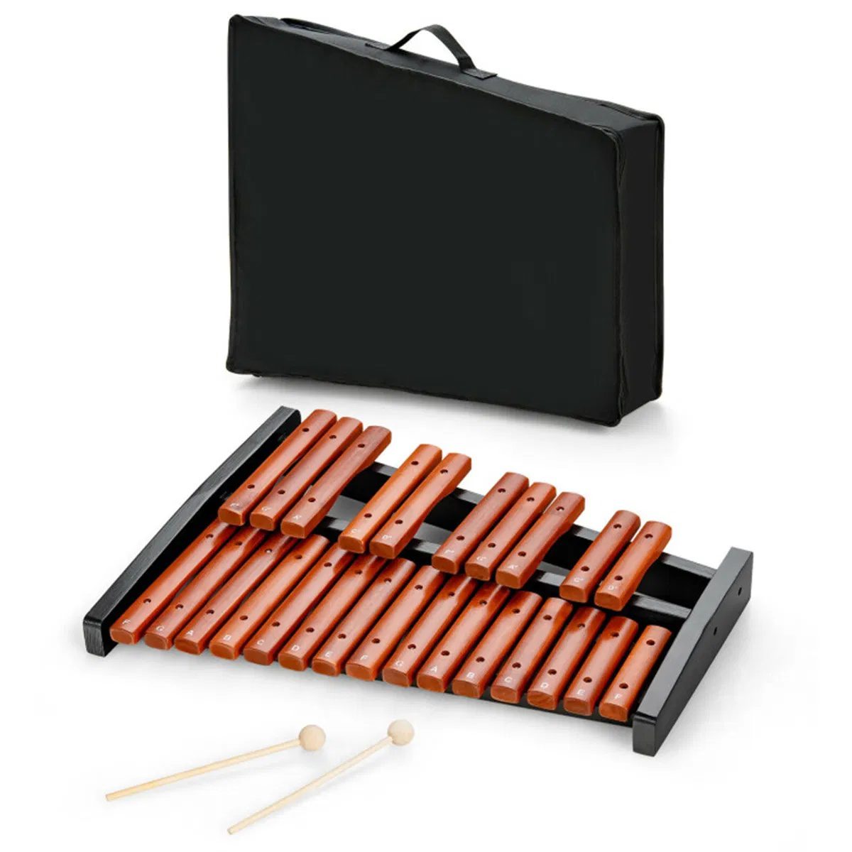 25 Notes Xylophone with 2 Mallets & Carrying Bag, Hardwood Pine Wood Brown Black for Beginners Adults - Image 7