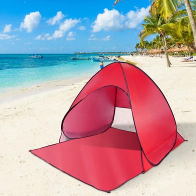 Pop Up Beach Tent Sun Shade Shelter Anti-UV Automatic Waterproof Tent Canopy for 2/3 Man w/ Net Window Storage Bag for Outdoor Beach Camping Fishing Park Lake