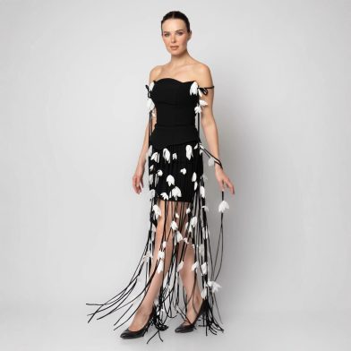 Women's European And American-style Sexy Strapless Tassel Bodycon Dress