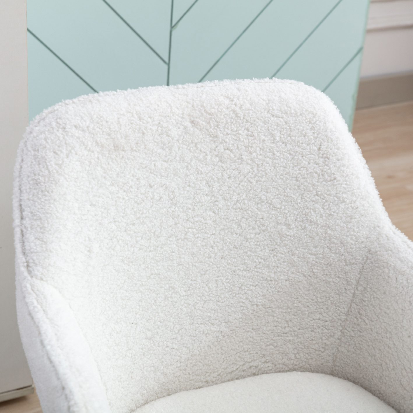 Modern Teddy Fabric Adjustable Height 360 Revolving Home Office Chair With Metal Legs - Image 9
