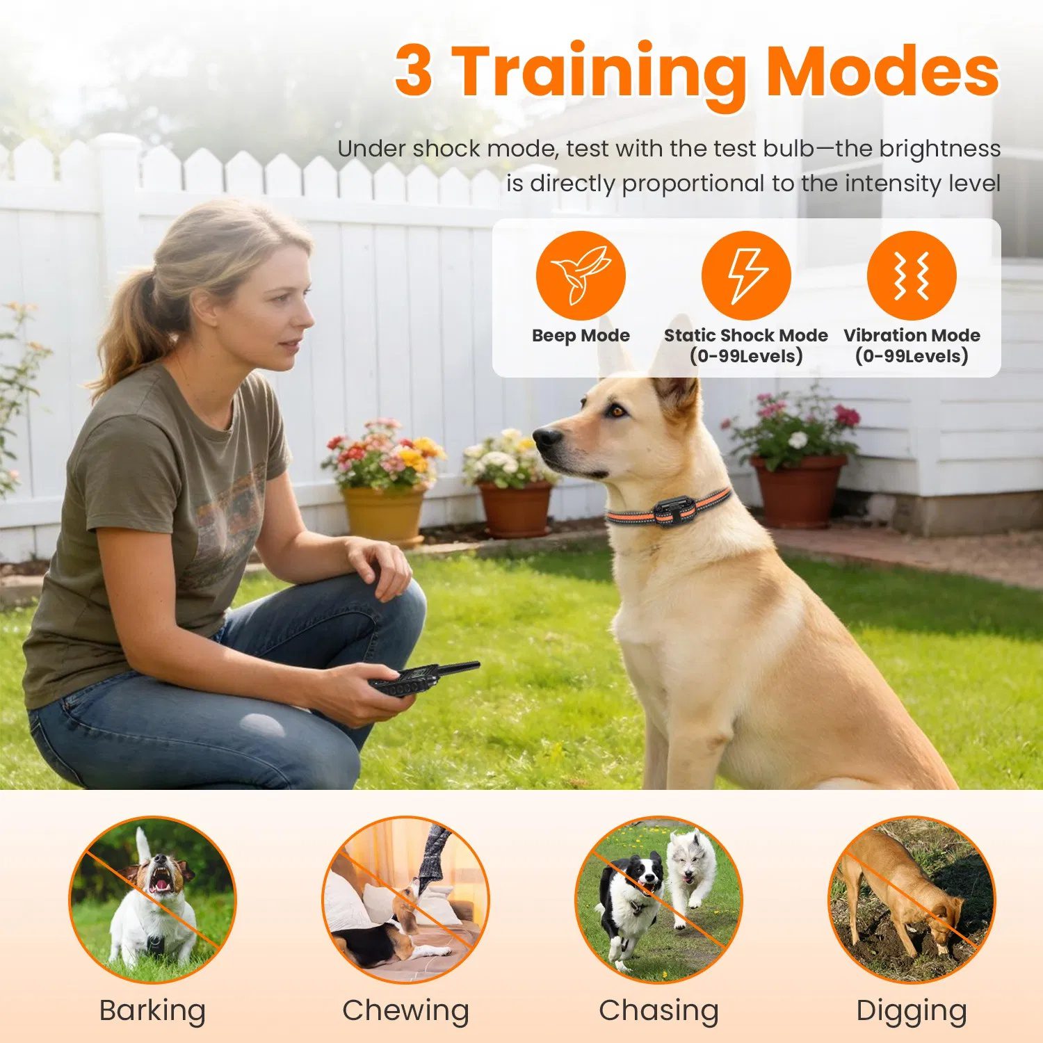 Dog Training Collar with Remote Rechargeable Dog Training Collar IP68 Waterproof with 4 Training Modes 3 Channels for Medium and Small Dogs - Image 5